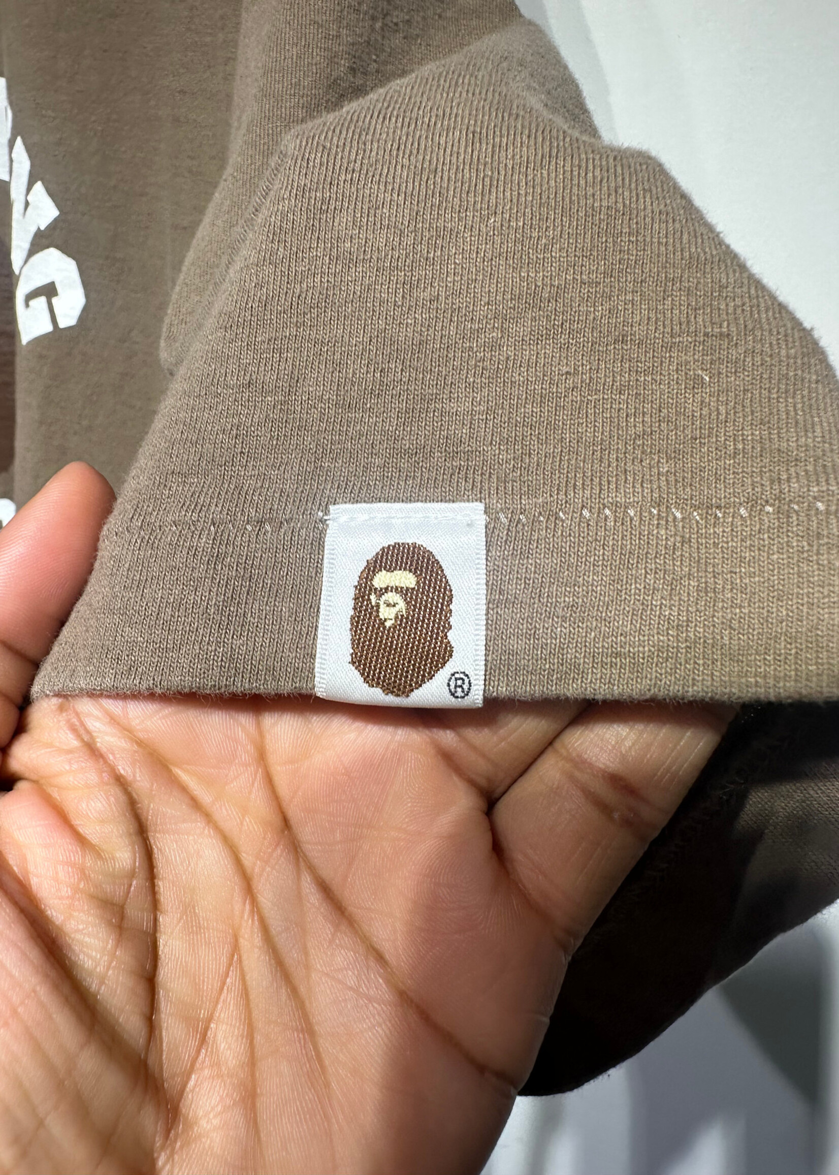 Bape Brown Cropped Logo Tee Fits XL