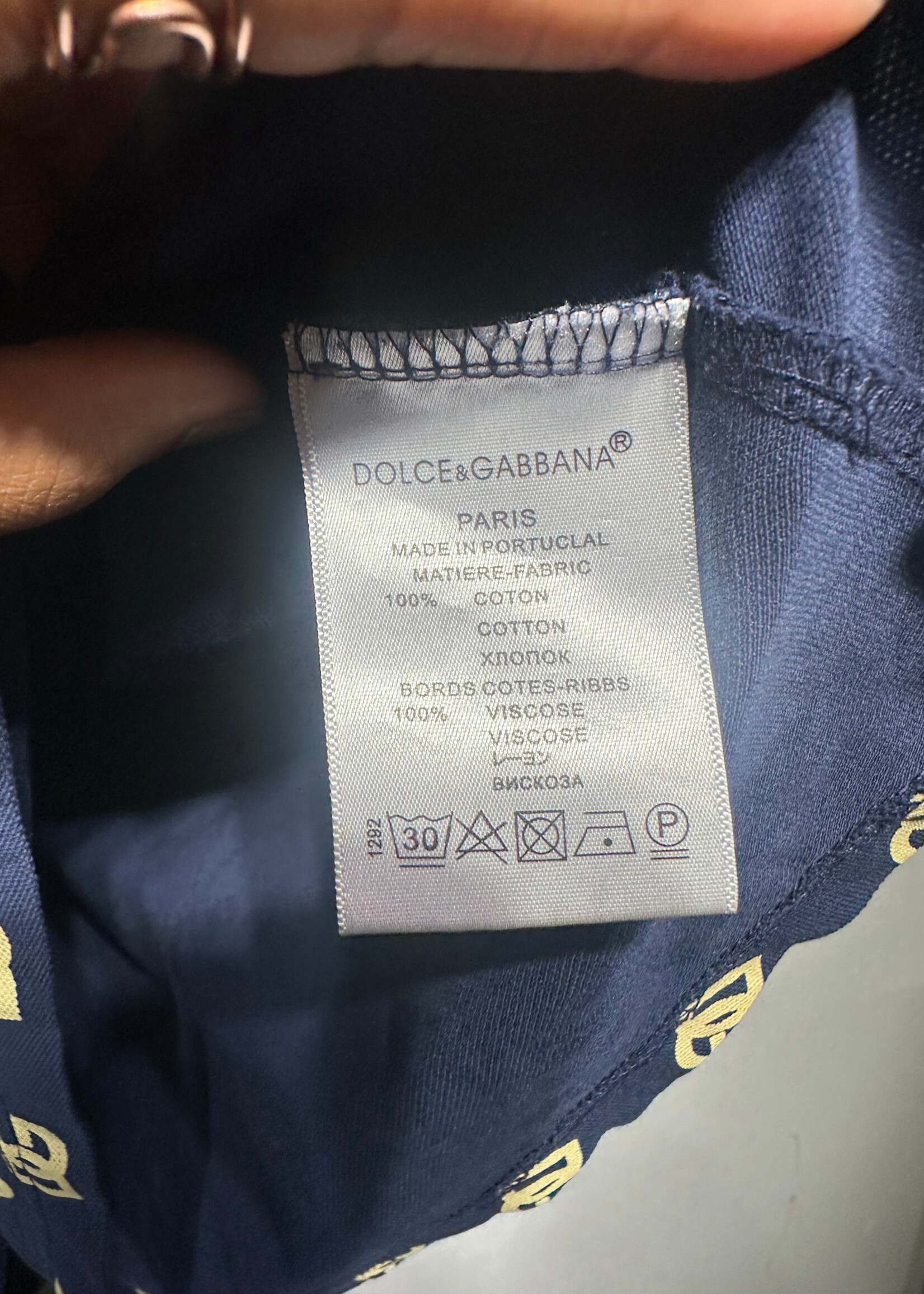 D&G Blue Monogram Polo XL