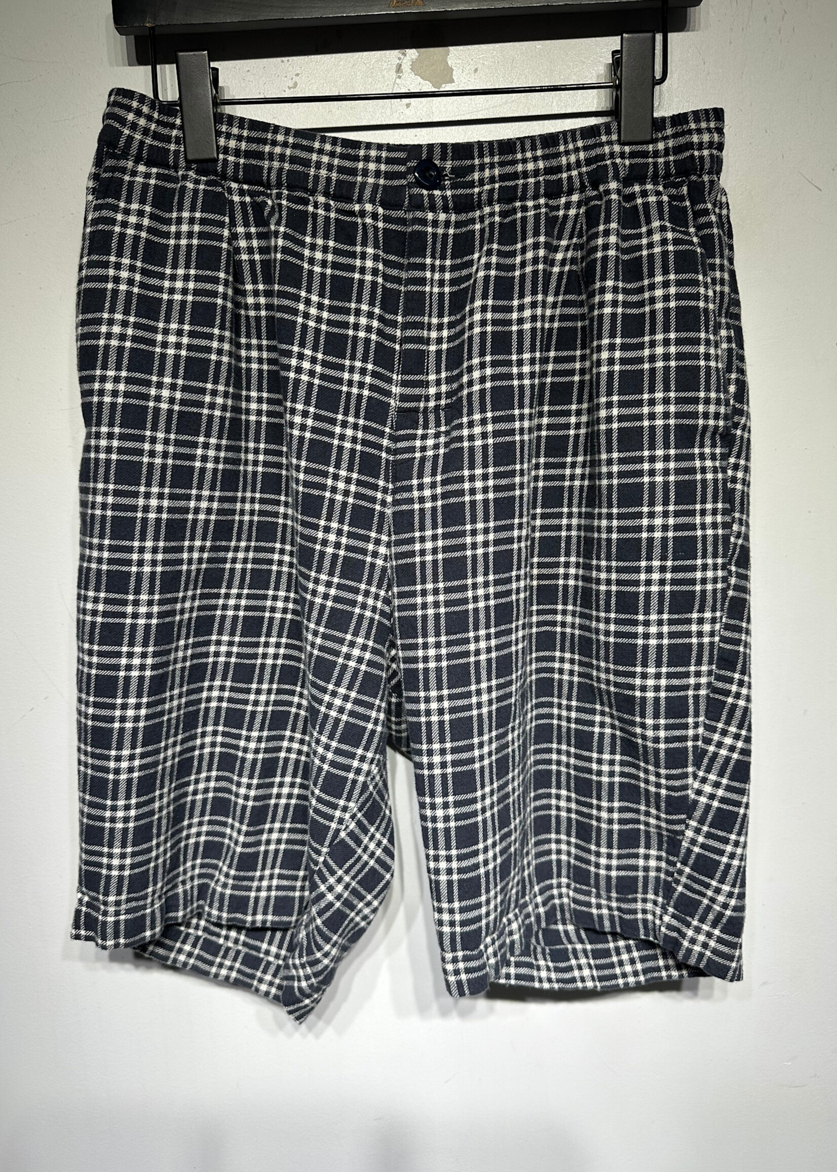 STUSSY NAVY PLAID JAWSTRING SHORTS L/30