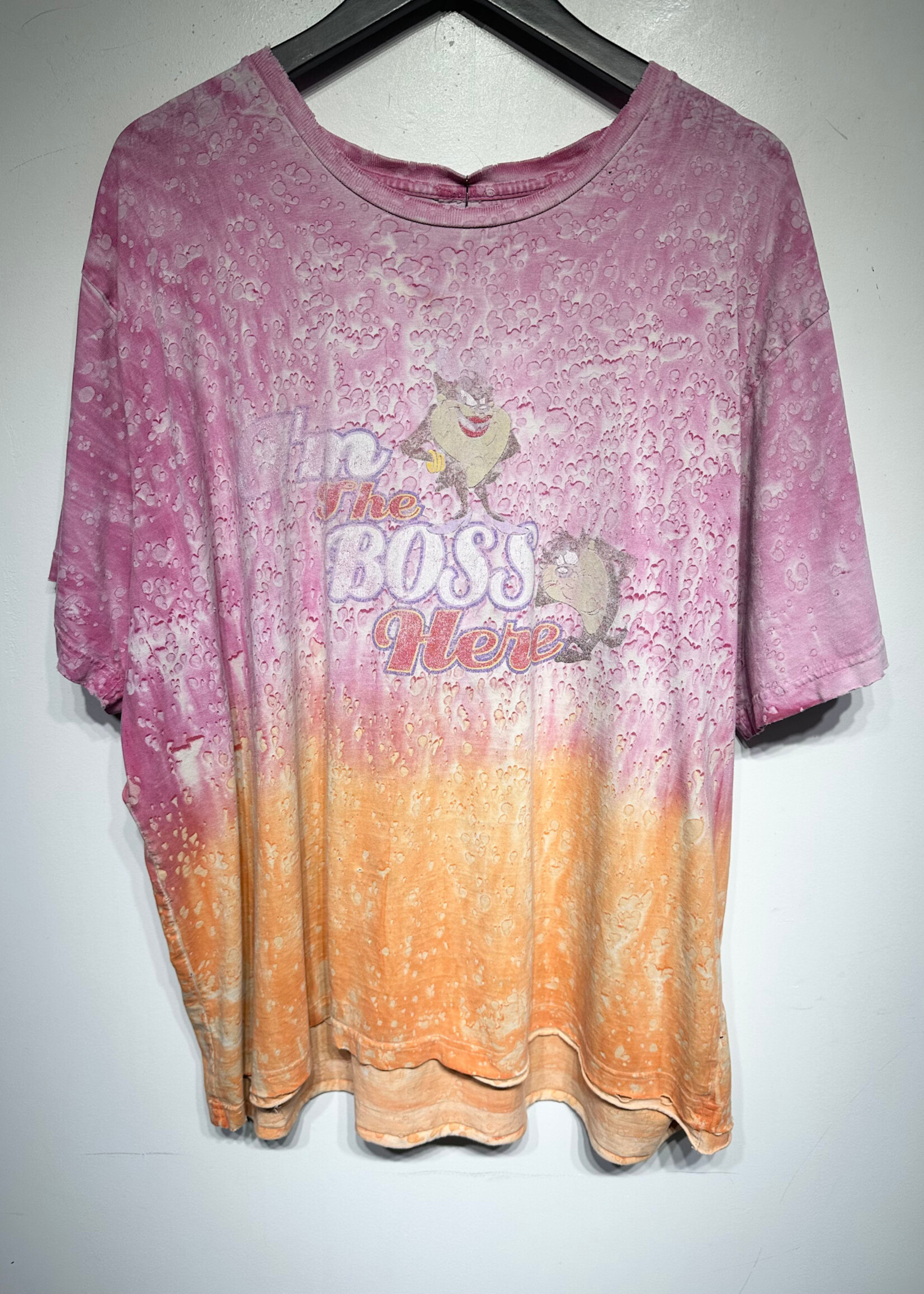 Taz Im The Boss Here Pink Orange Tie Dye Vintage Tee XXL