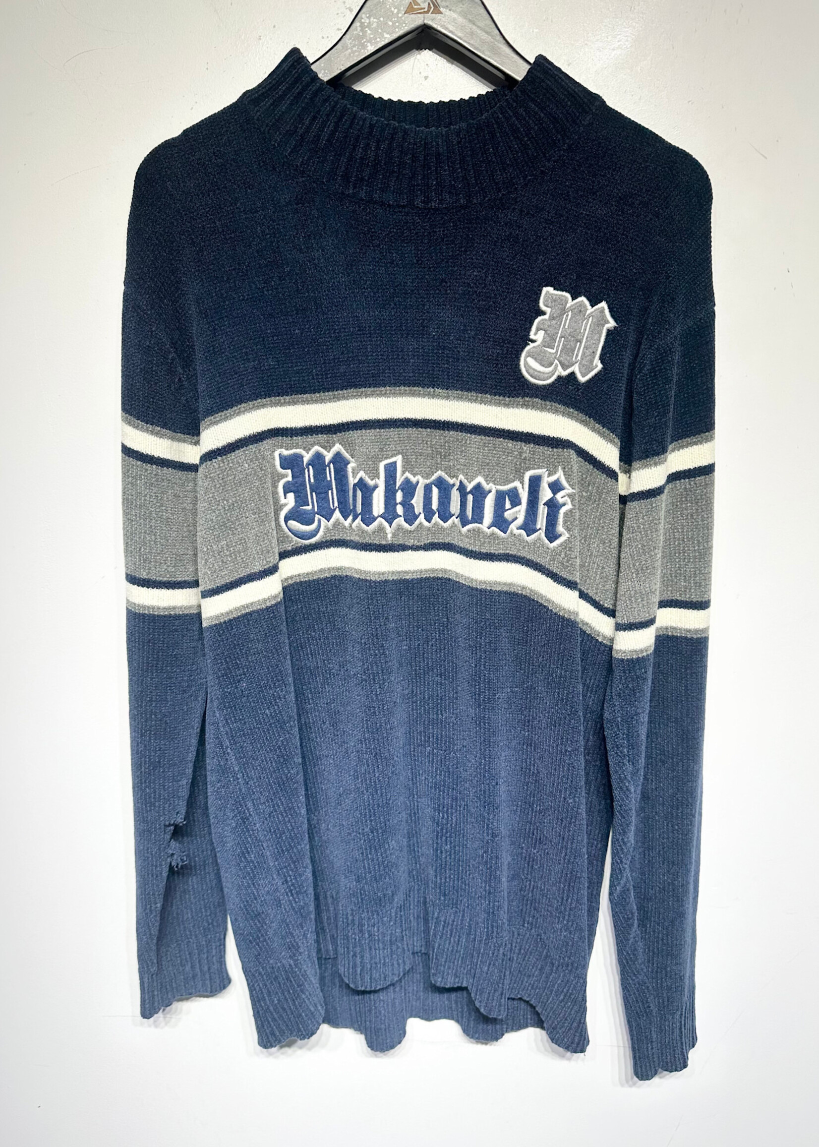 Makaveli Navy Grey Sweater XL As Is