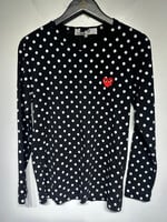 CDG Play Black Polka Dot L/S Heart Shirt Unisex L Fits M