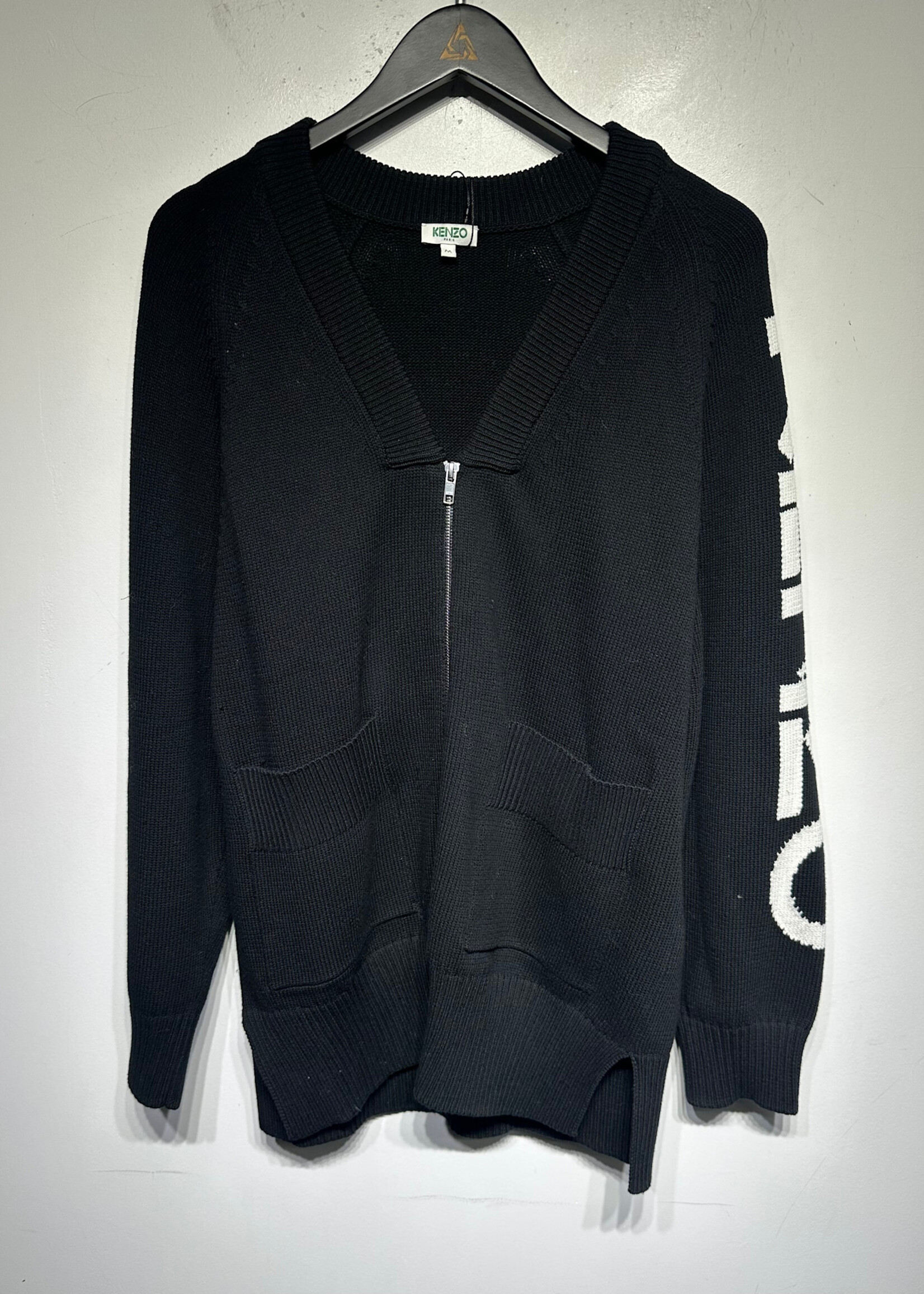 Kenzo Black Kniited Big Pocket Zip Cardigan Masc M