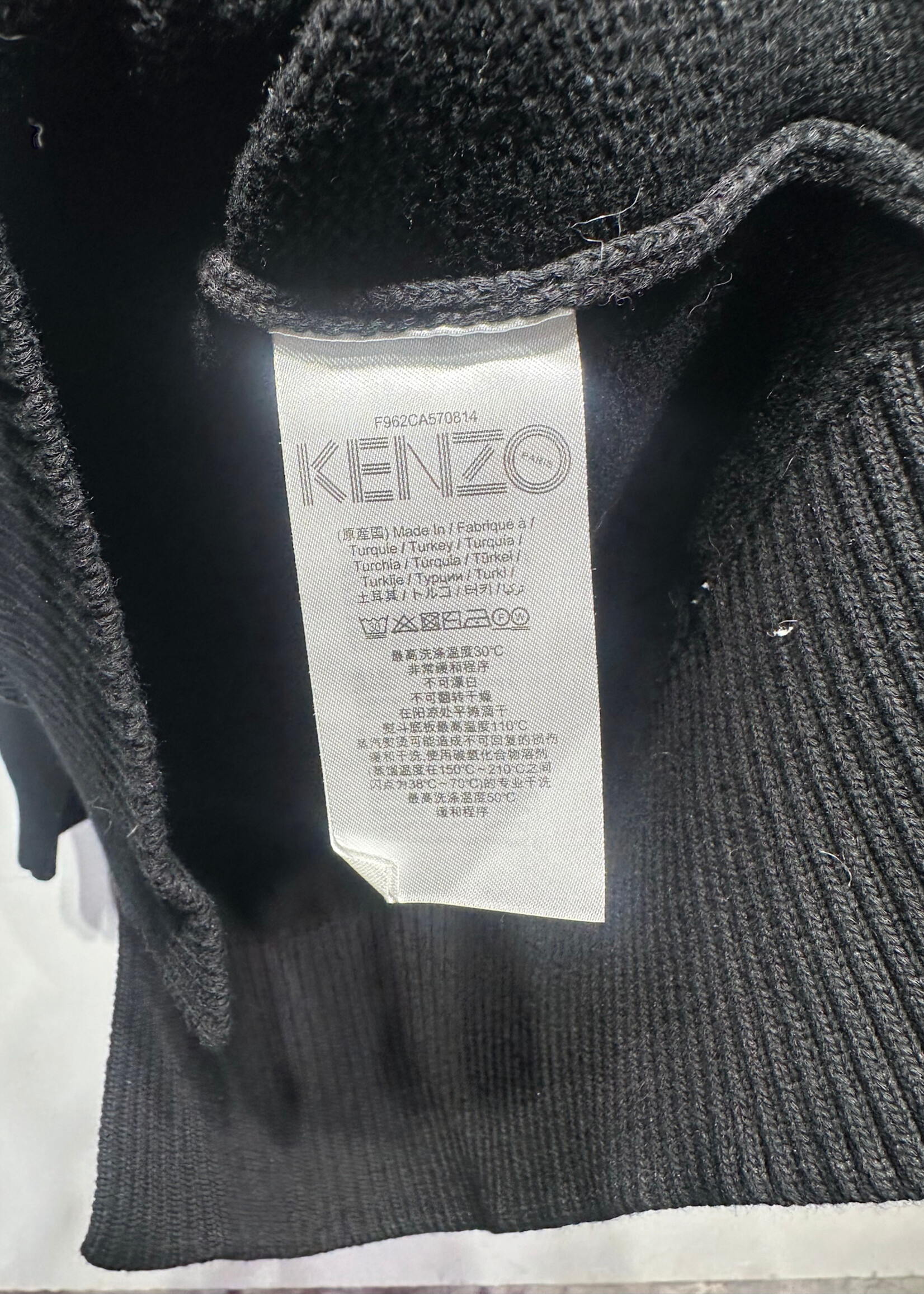 Kenzo Black Kniited Big Pocket Zip Cardigan Masc M