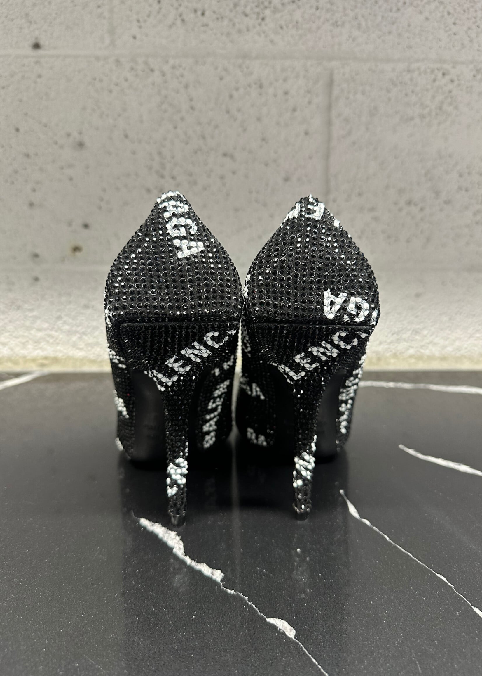 Balenciaga Black Rhinestone Knife Heels 7.5