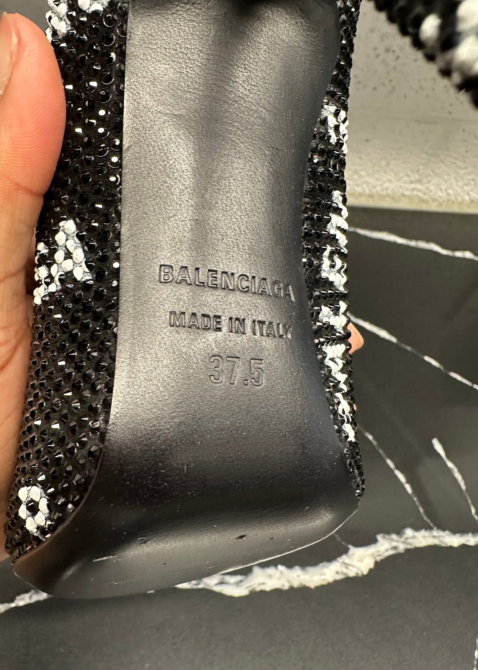 Balenciaga Black Rhinestone Knife Heels 7.5