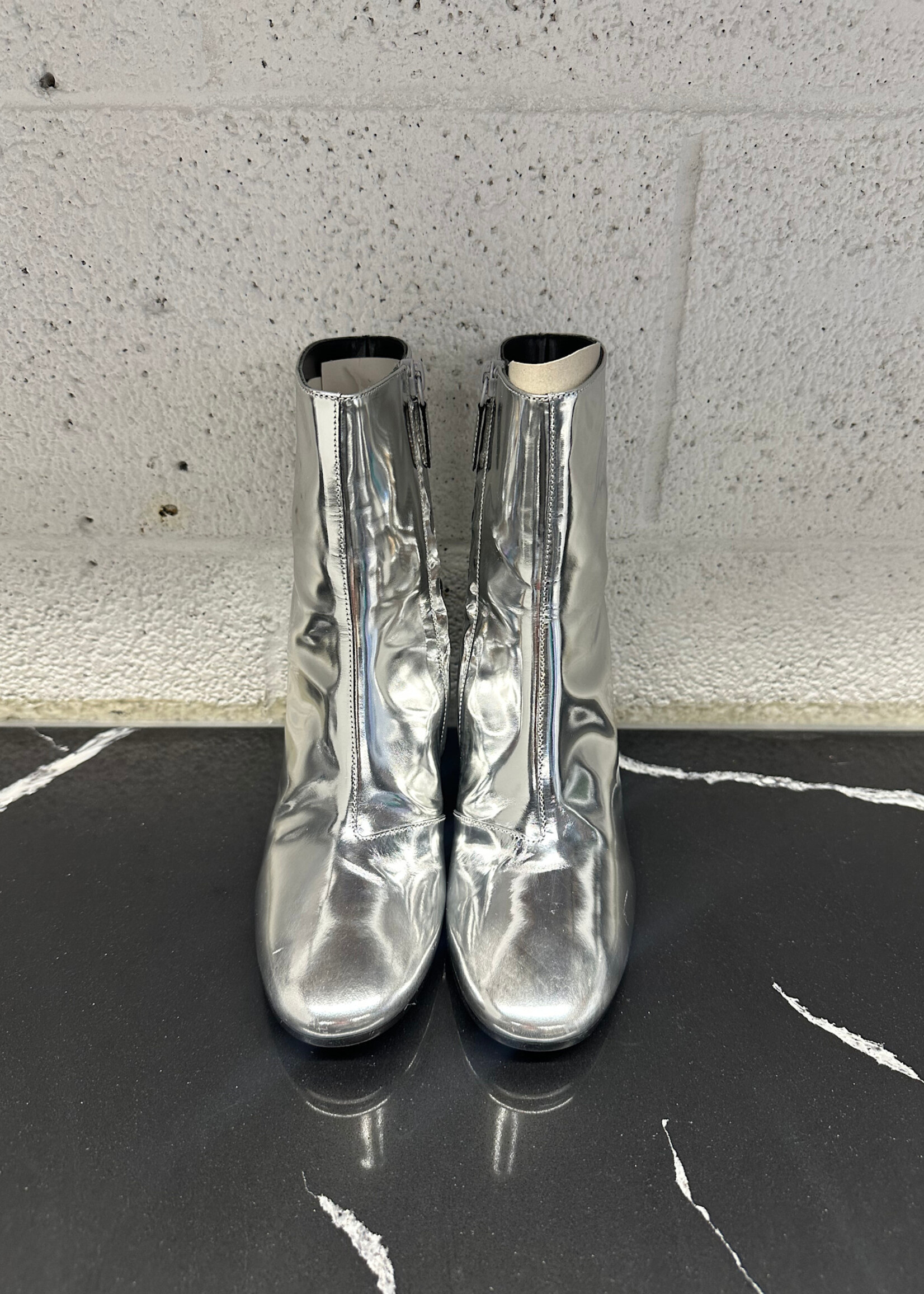 Balenciaga Silver Patent Leather Boots 8