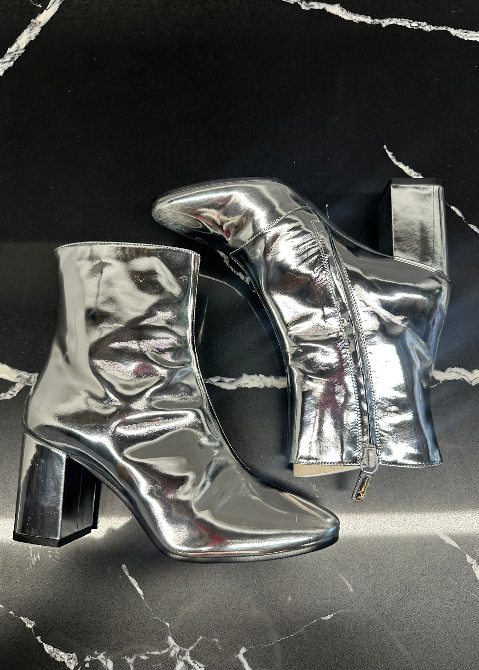 Balenciaga Silver Patent Leather Boots 8