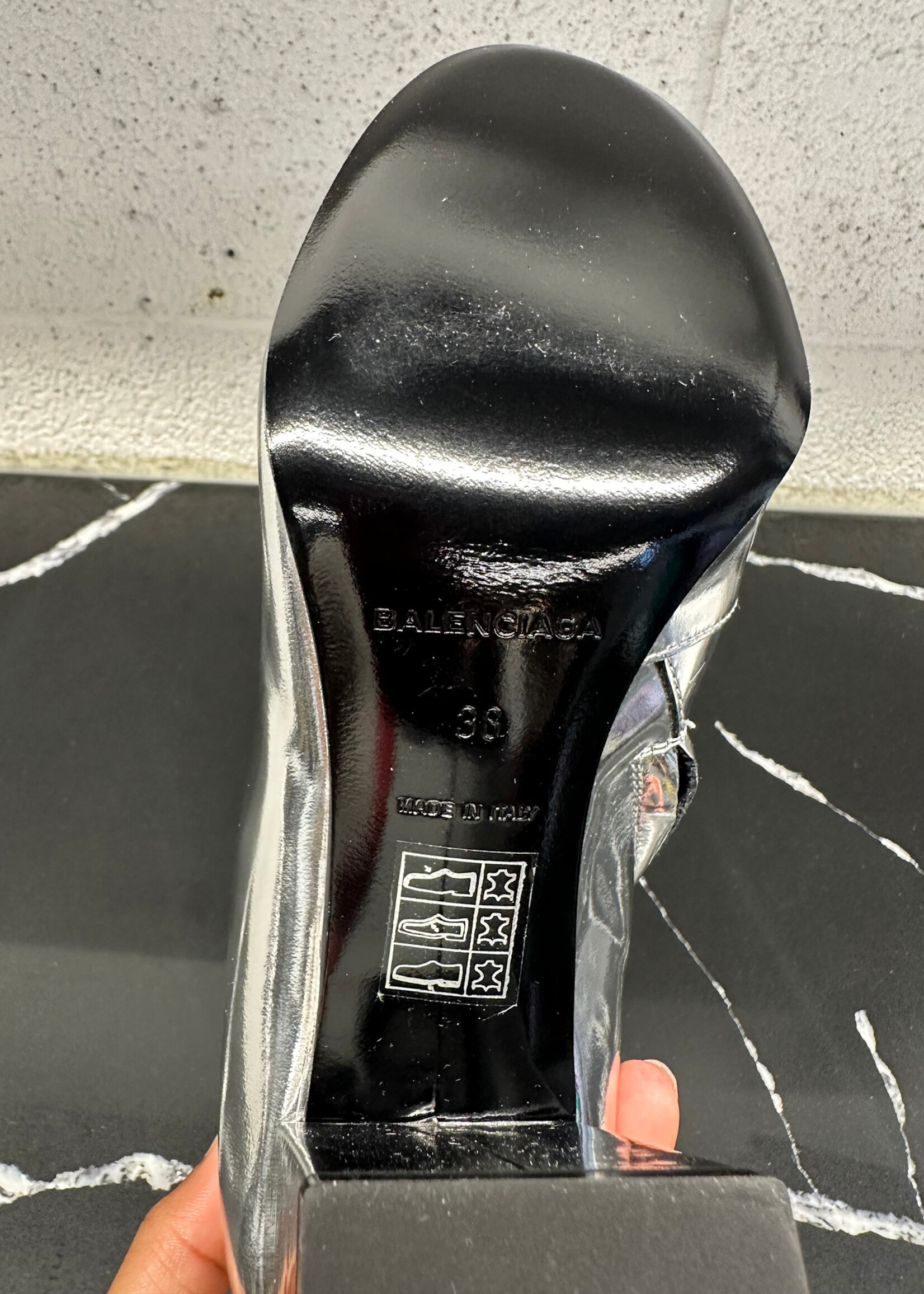 Balenciaga Silver Patent Leather Boots 8