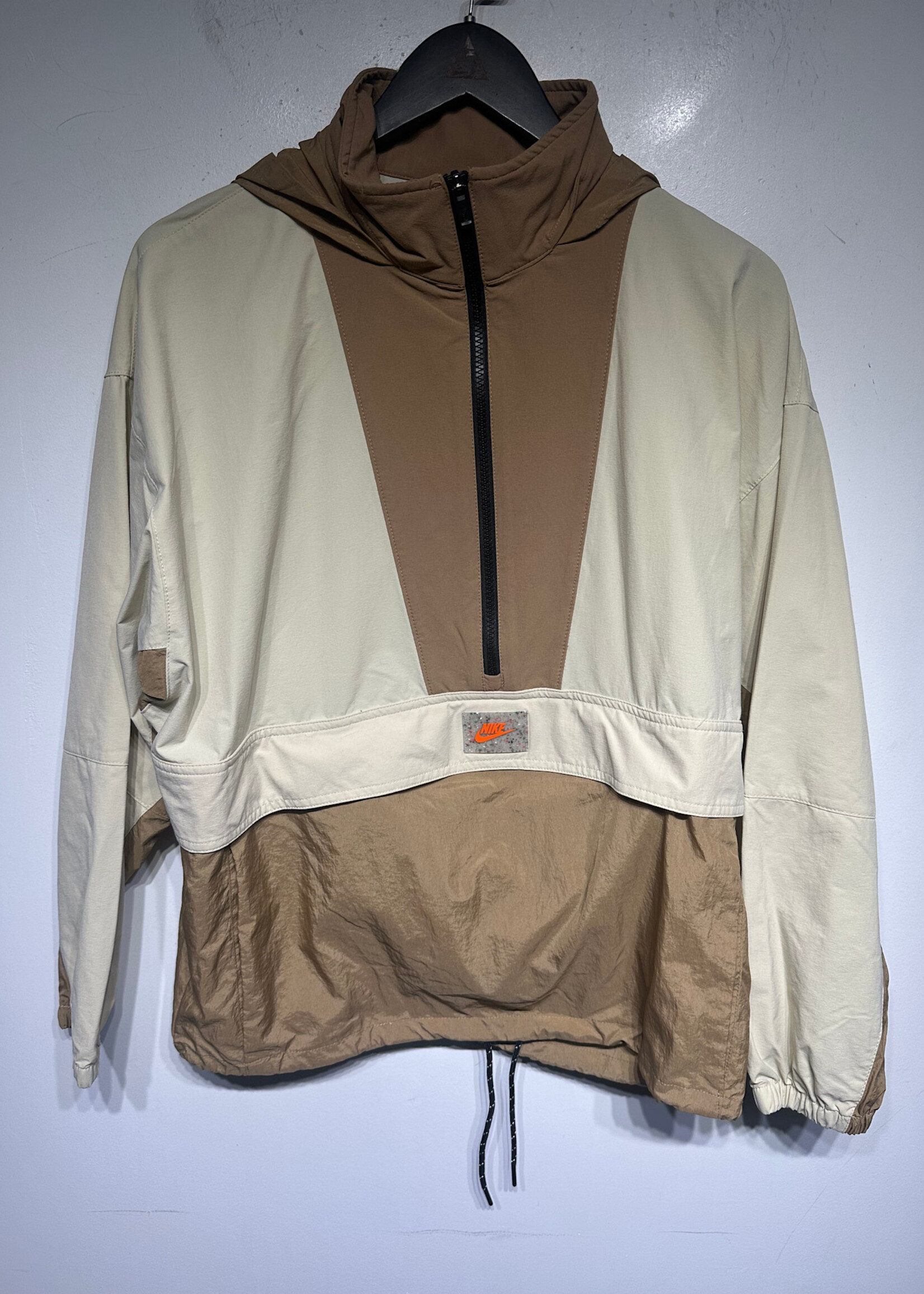 Nike Tan Light Beige Crater Nylon Quarter Zip Jacket Fem M