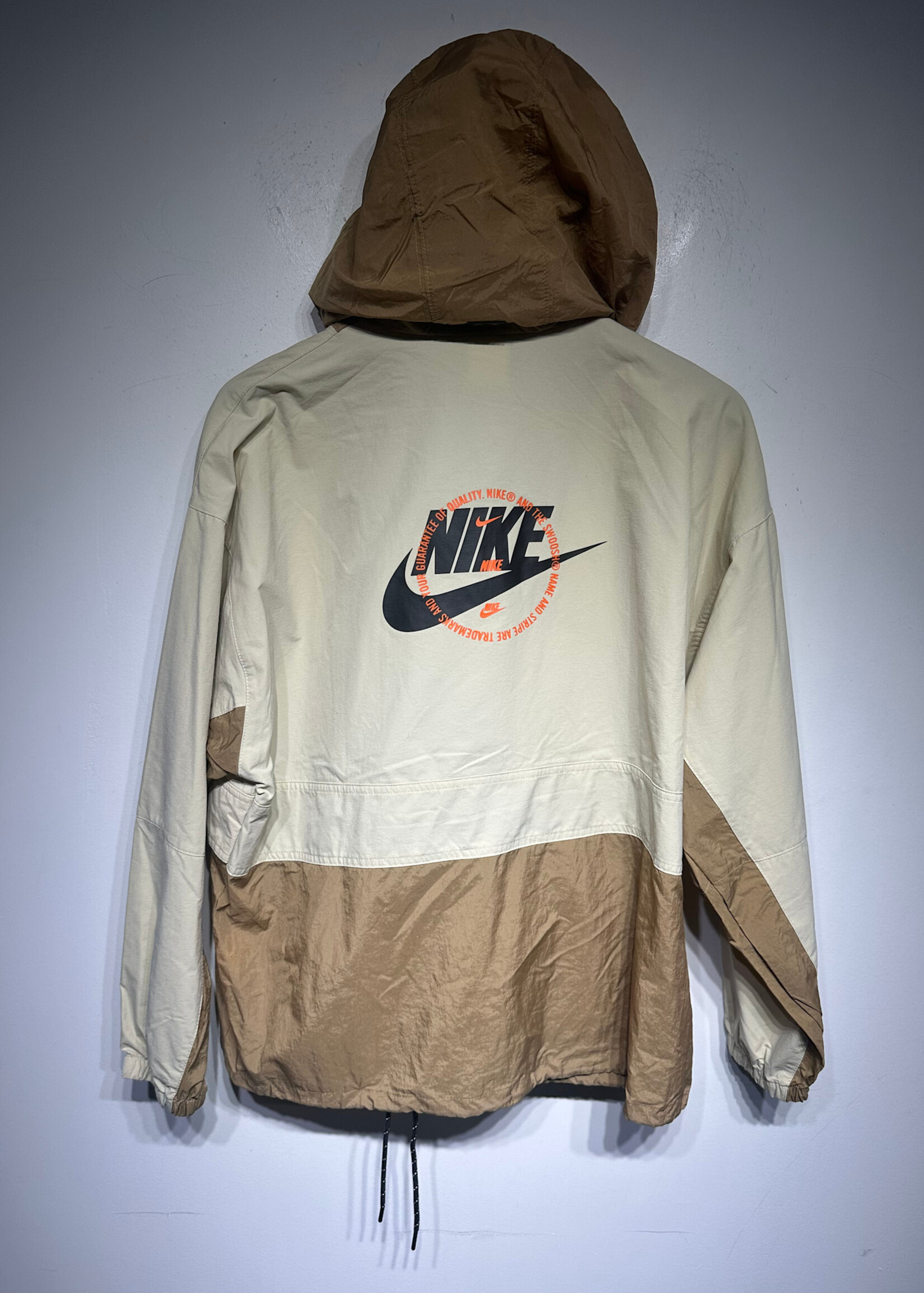 Nike Tan Light Beige Crater Nylon Quarter Zip Jacket Fem M