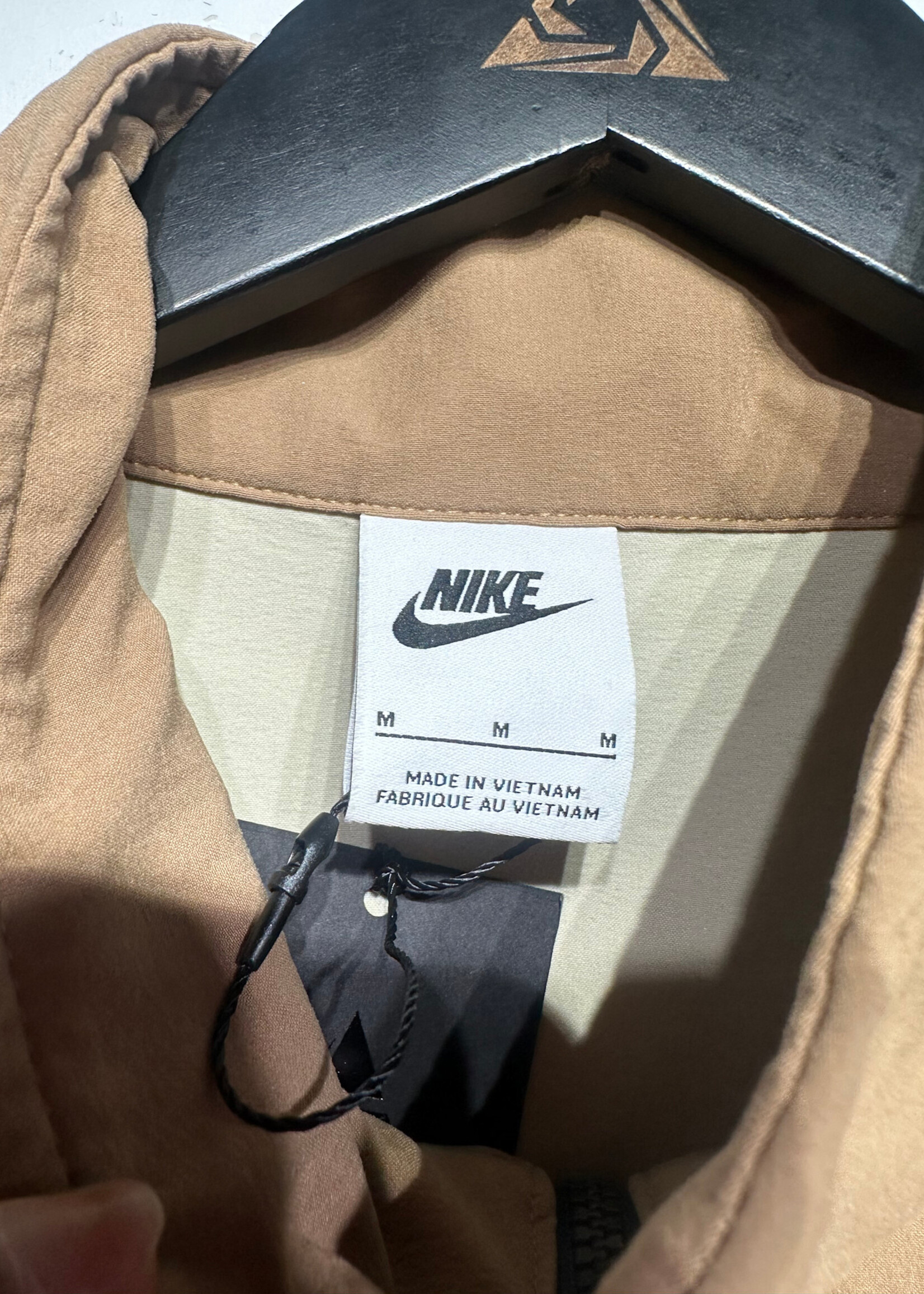Nike Tan Light Beige Crater Nylon Quarter Zip Jacket Fem M