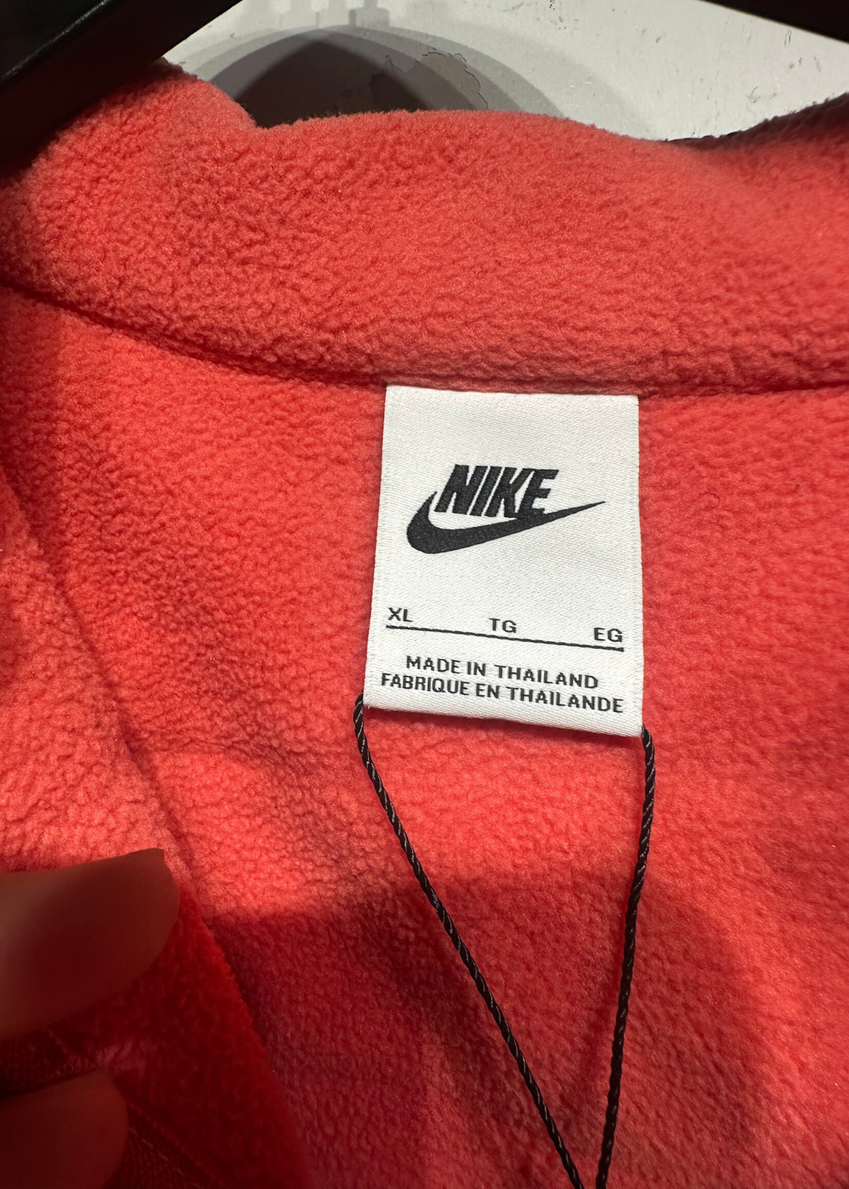 Nike Red Quarter Zip Nylon Fleece Jacket Fem XL