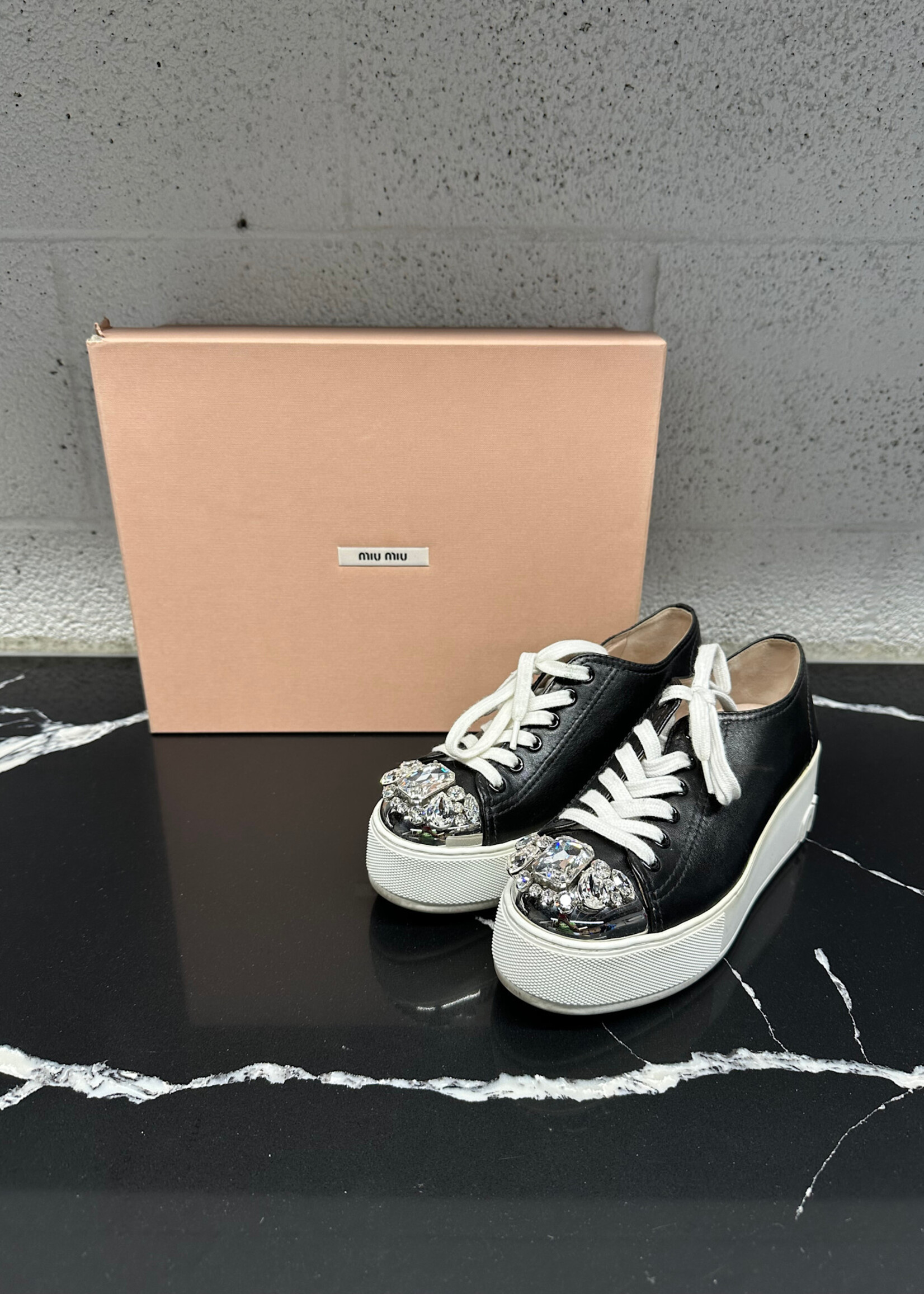 Miu Miu Crystal Toe Cap Platform Sneakers 35.5/5.5