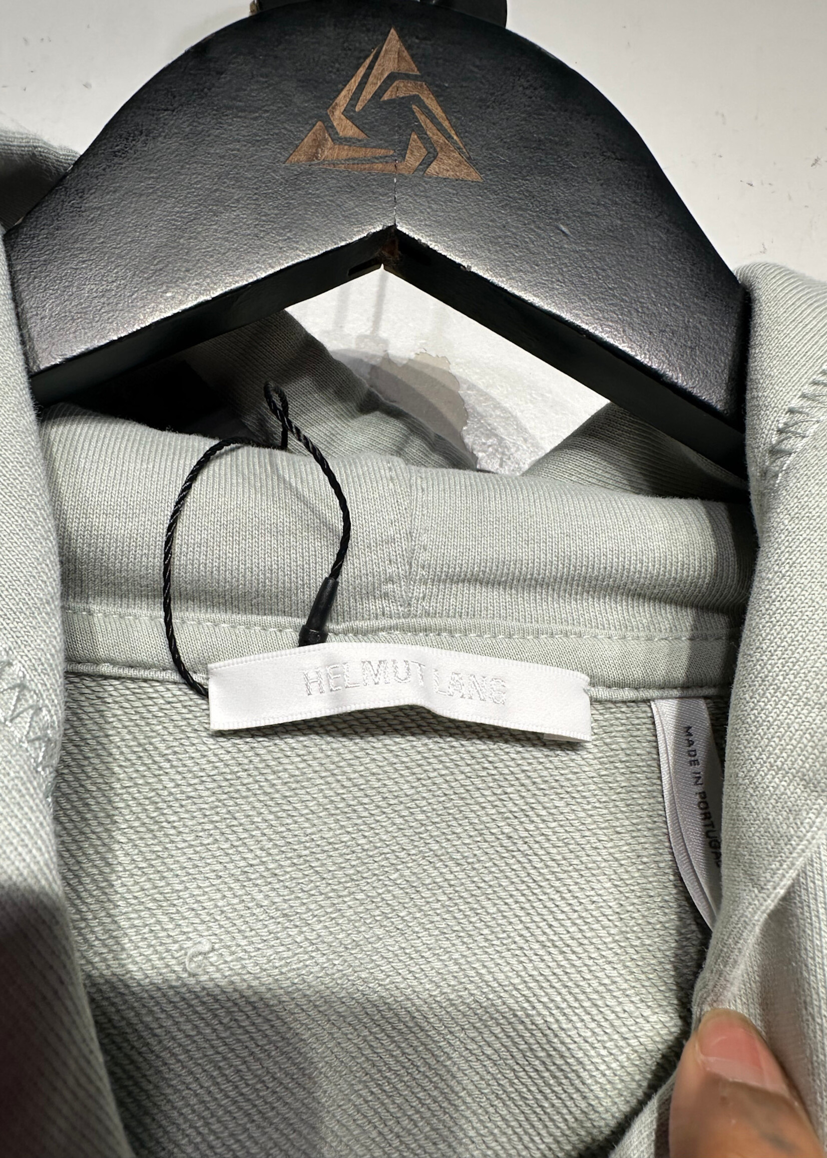 Helmut Lang Sage Green Ski Pass Bar Code Hoodie As Is XL