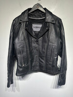 Unik Leather Embellished Moto Leather Jacket Fem S