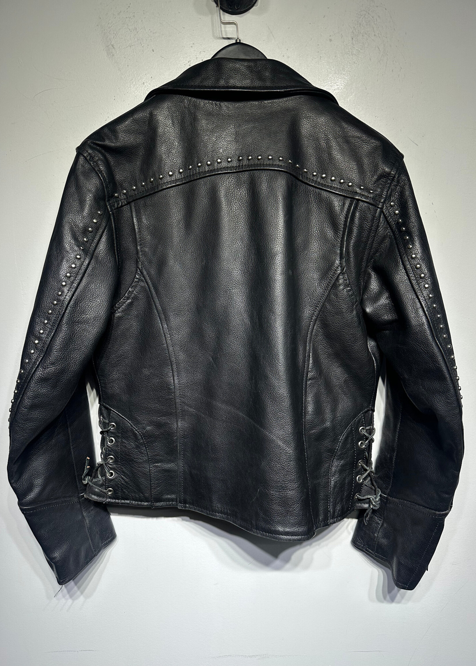 Unik Leather Embellished Moto Leather Jacket Fem S
