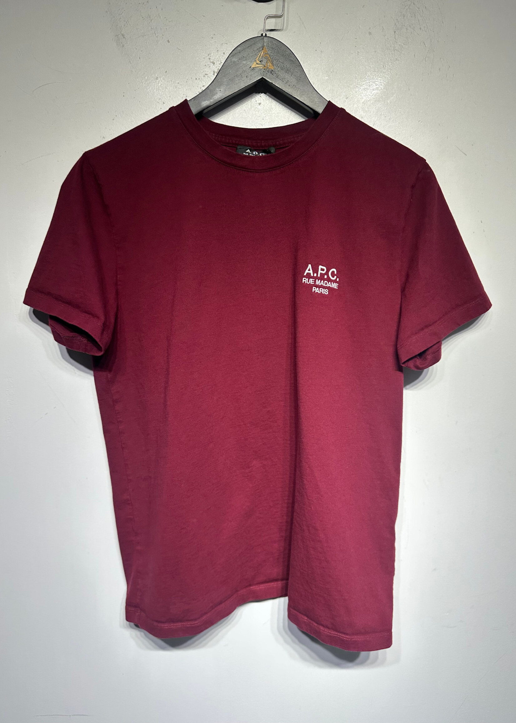 APC Burgundy Small Embroidered Logo Tee Masc M