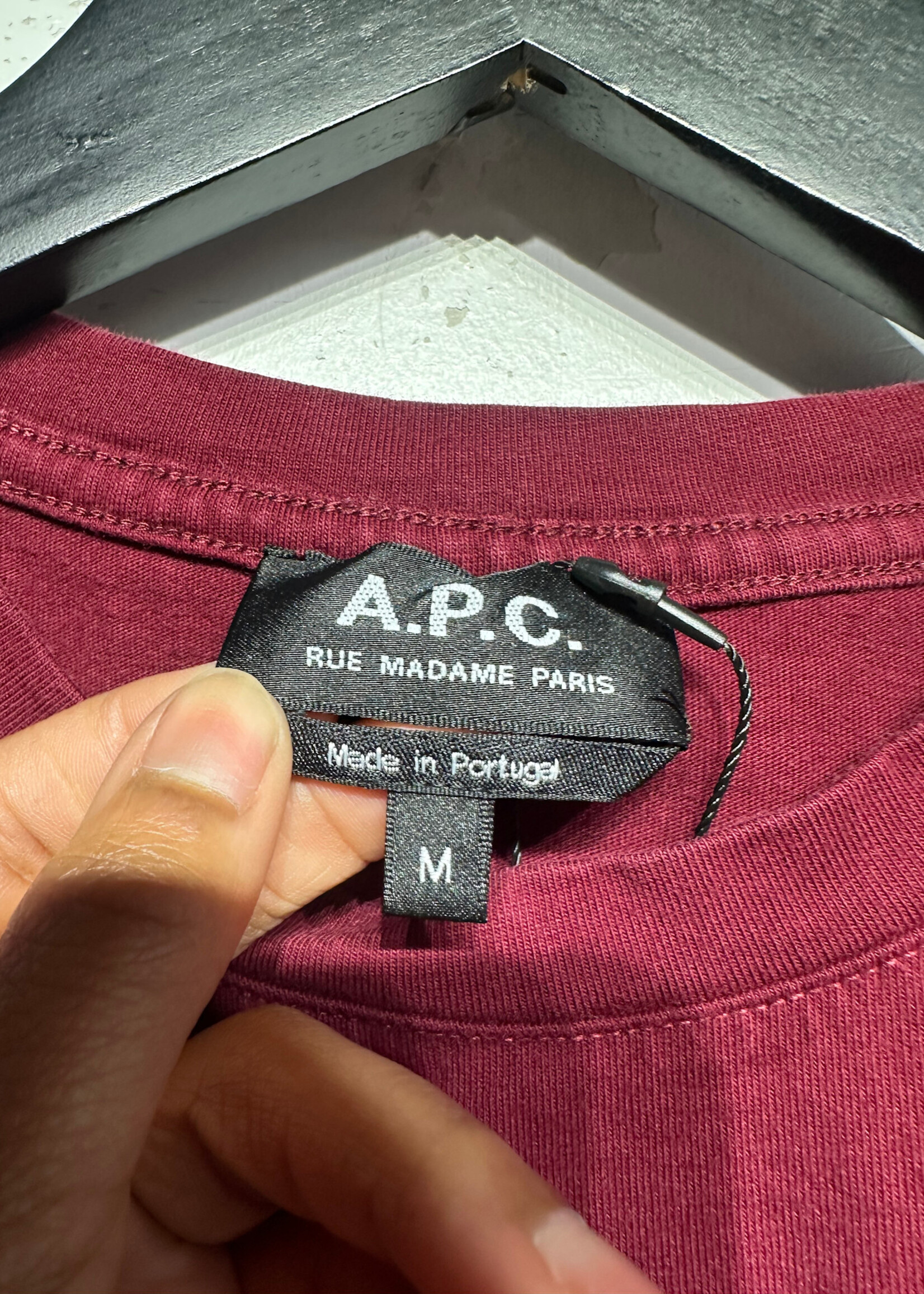 APC Burgundy Small Embroidered Logo Tee Masc M