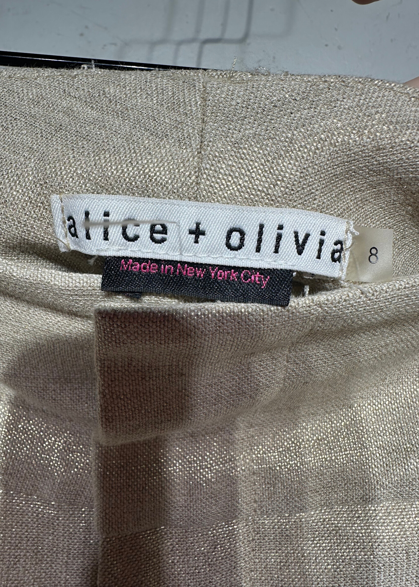 Alice + Olivia Gold Linen Trousers 30