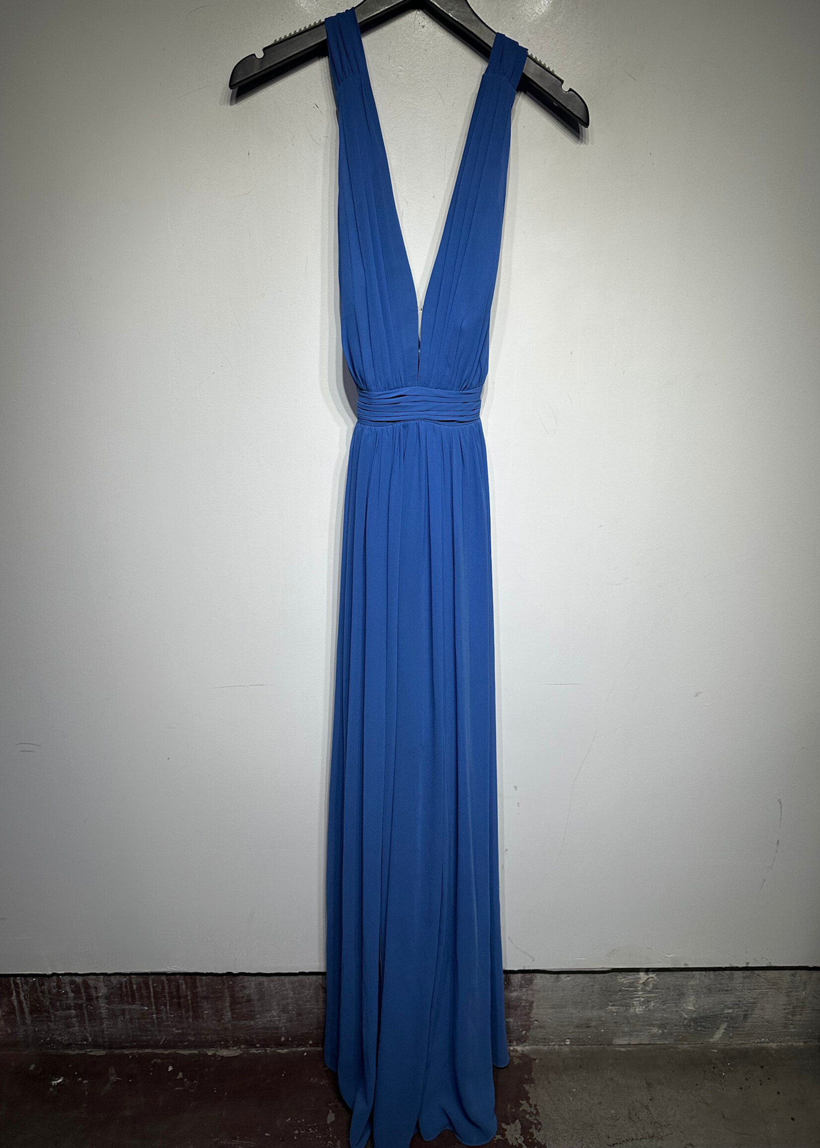 Free People Blue Ruffle Sheer Maxi Dress M