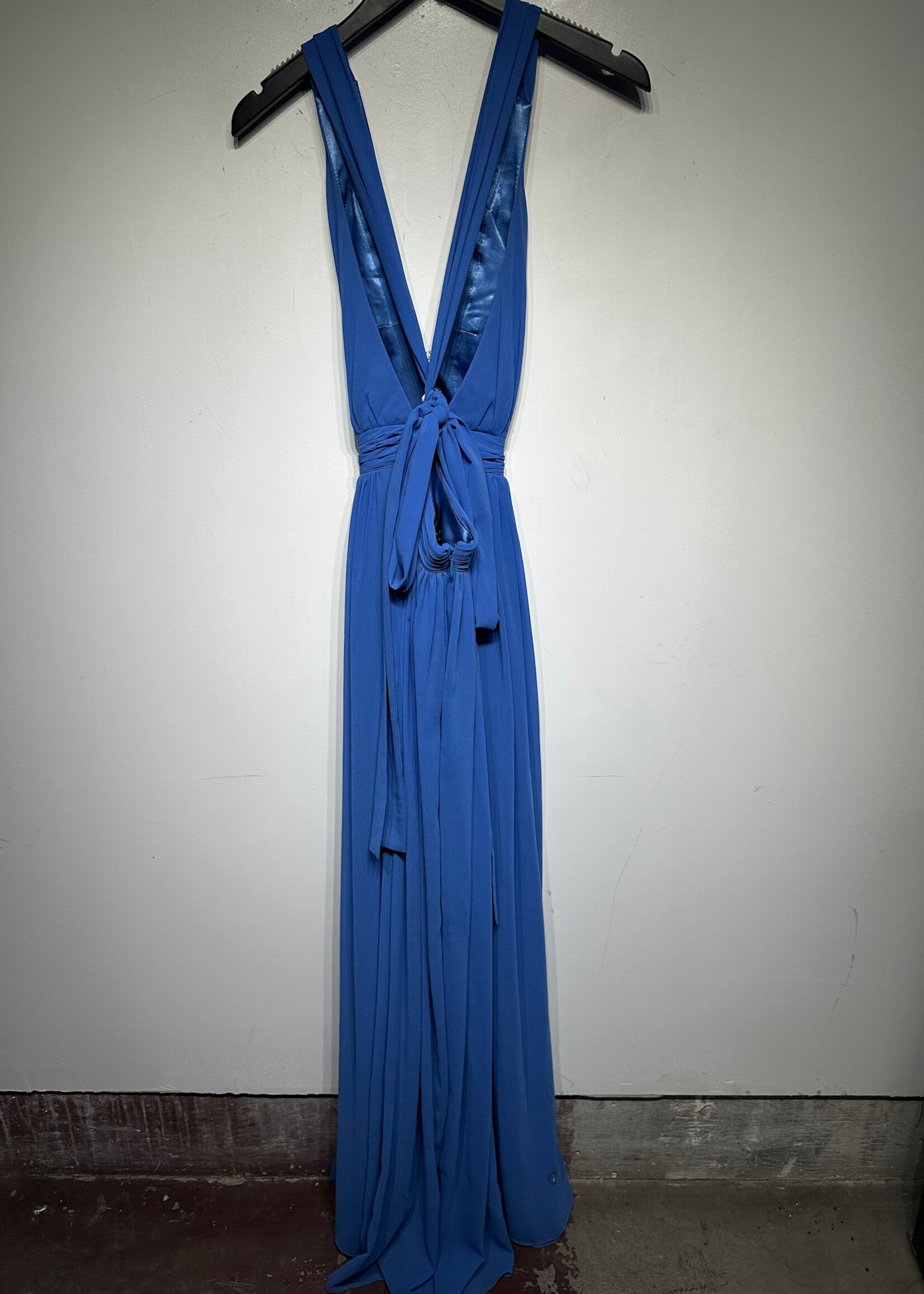 Free People Blue Ruffle Sheer Maxi Dress M