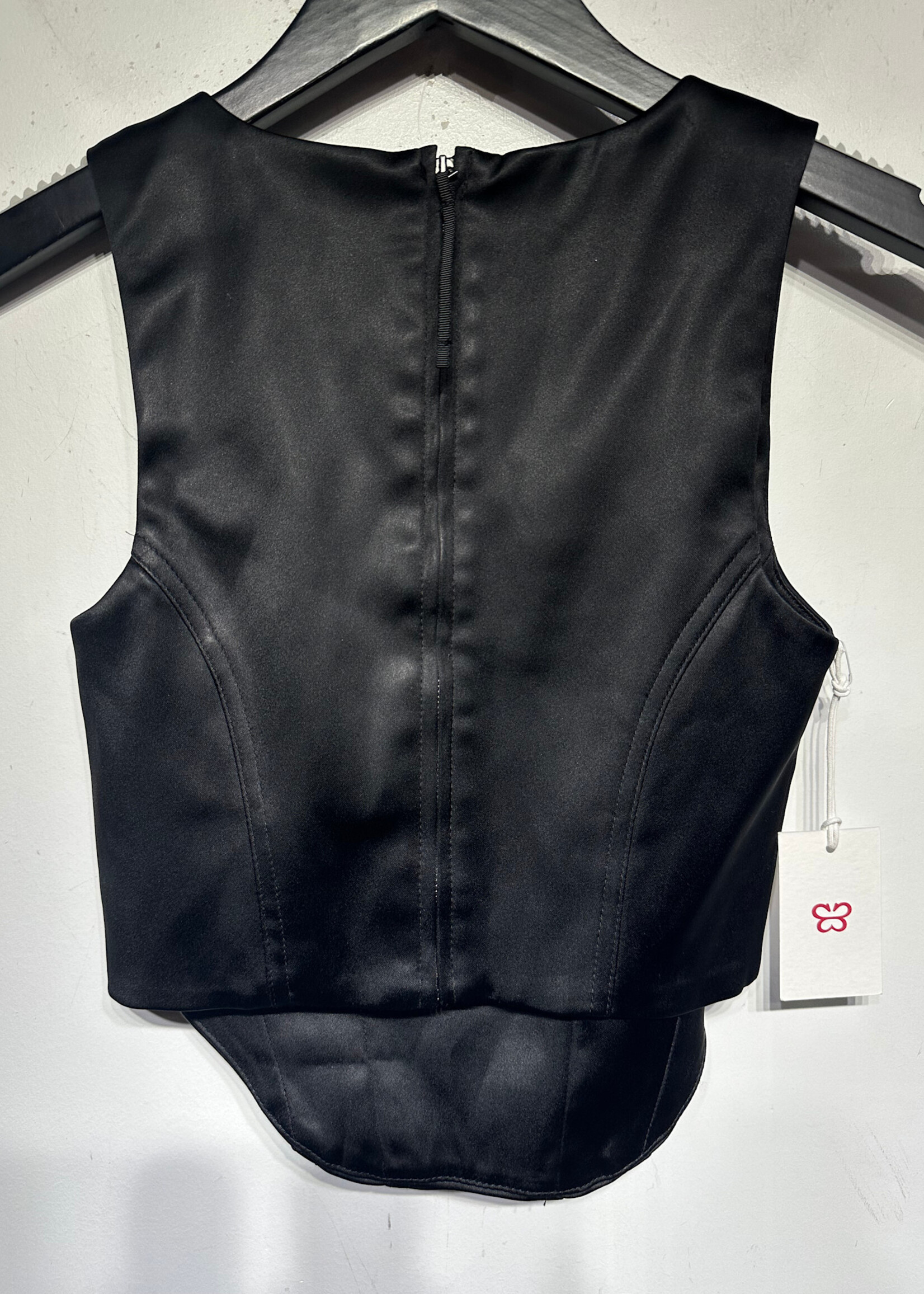 NWT Sunday Best Black Satin Corset XXS