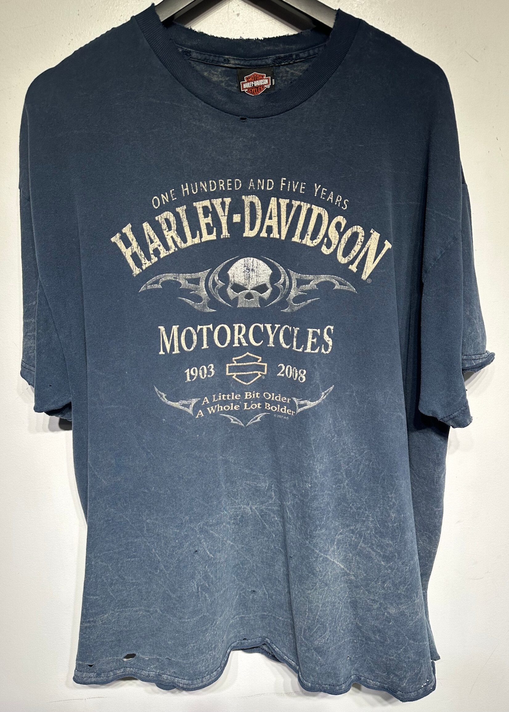 Harley Davidson Blue Skull Detroit MI Moto Tee XXL
