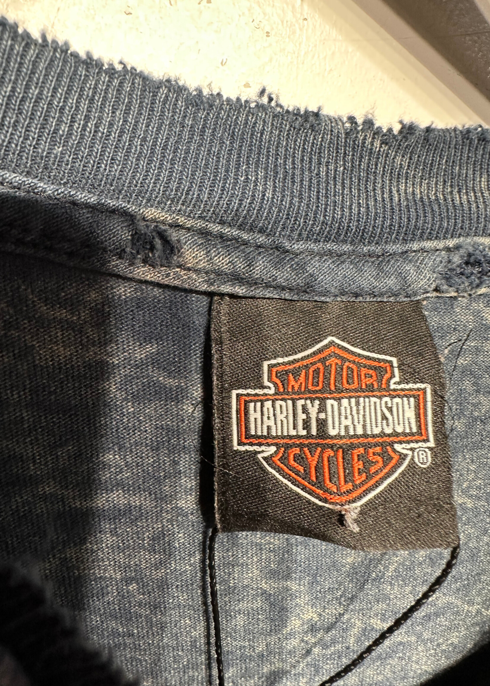 Harley Davidson Blue Skull Detroit MI Moto Tee XXL