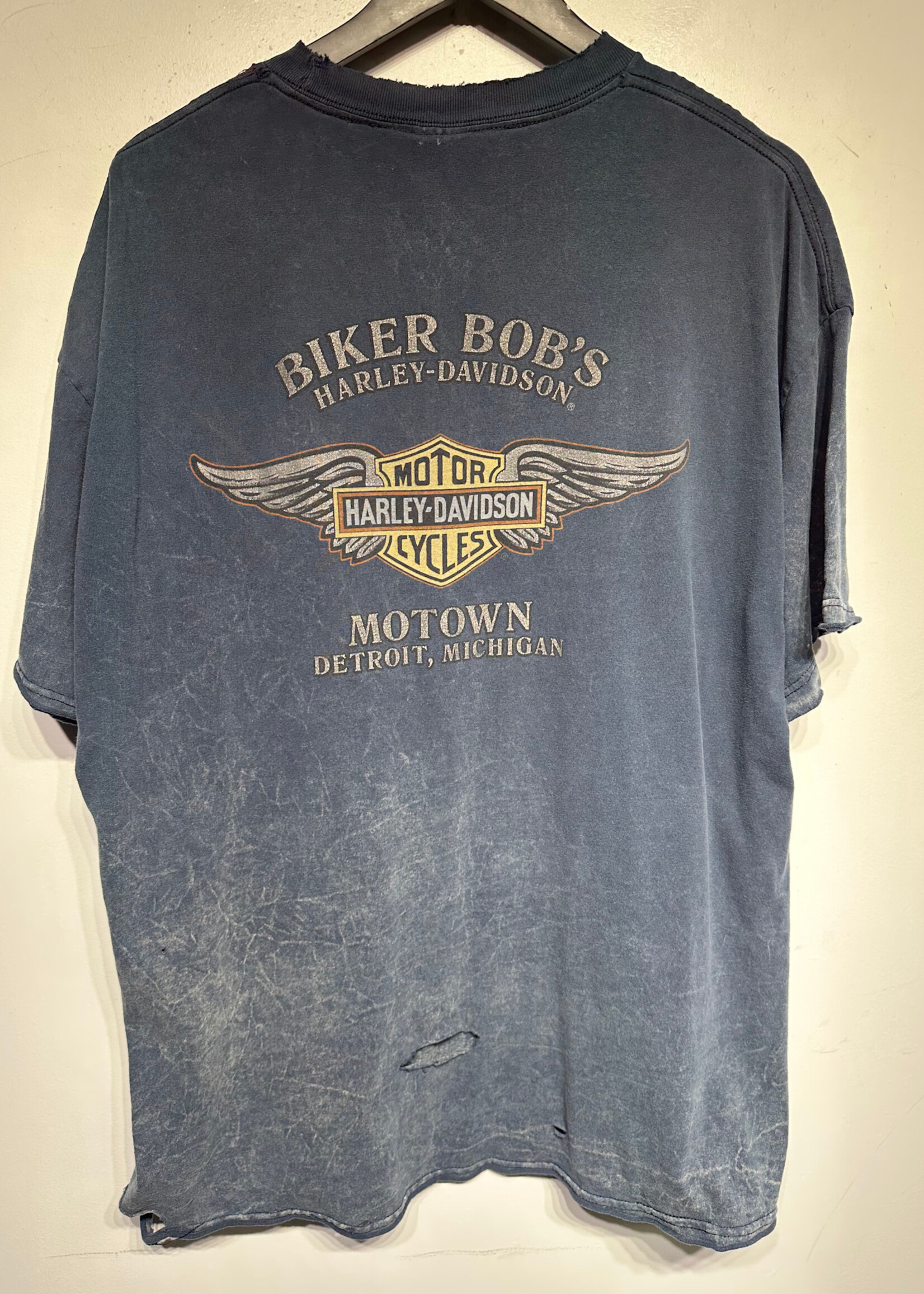 Harley Davidson Blue Skull Detroit MI Moto Tee XXL