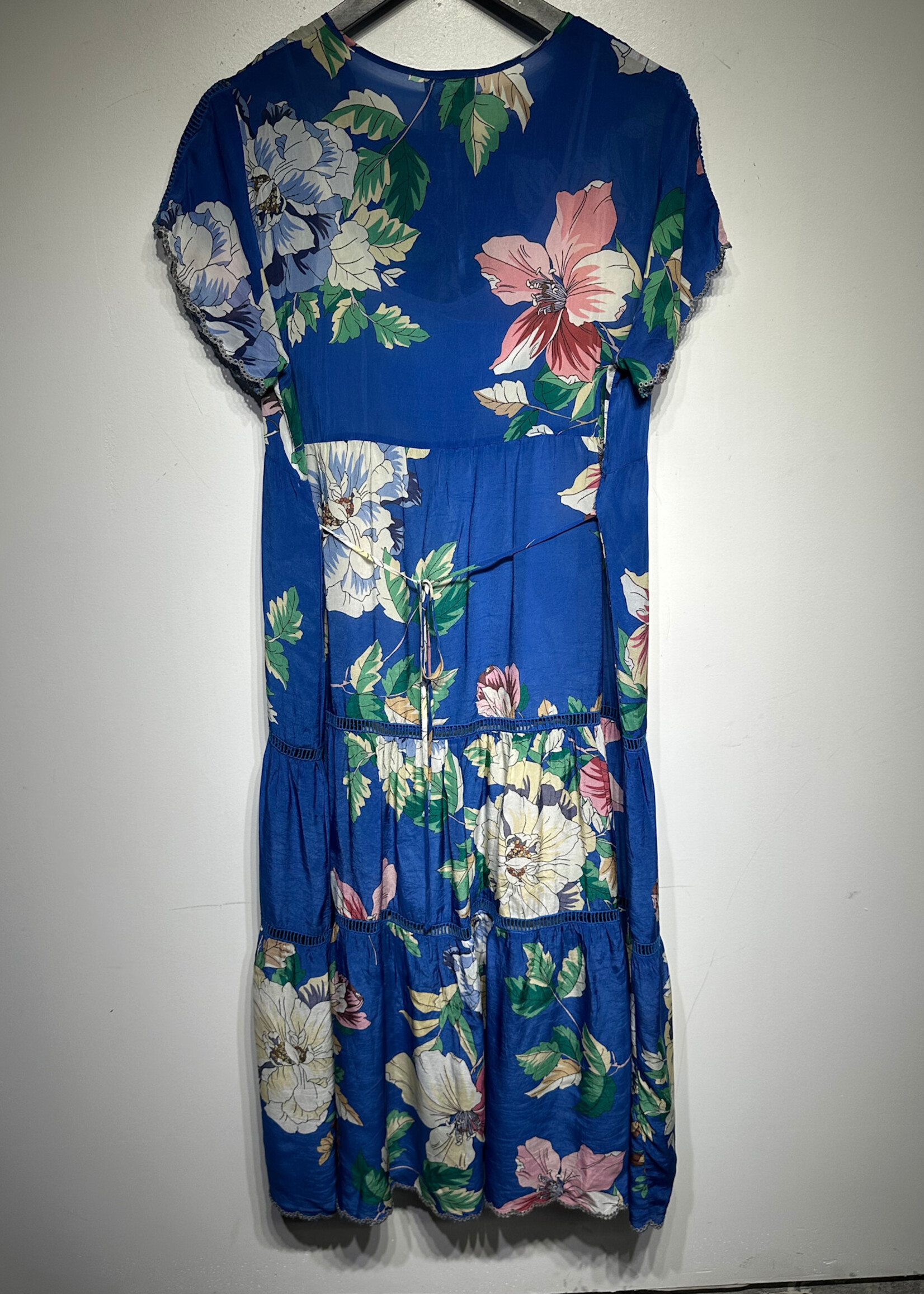 Johnny Was Blue Layered Floral Dress S