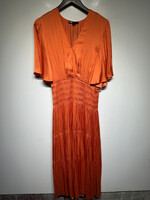 Maje Orange Pleated Ruffle Maxi Dress M