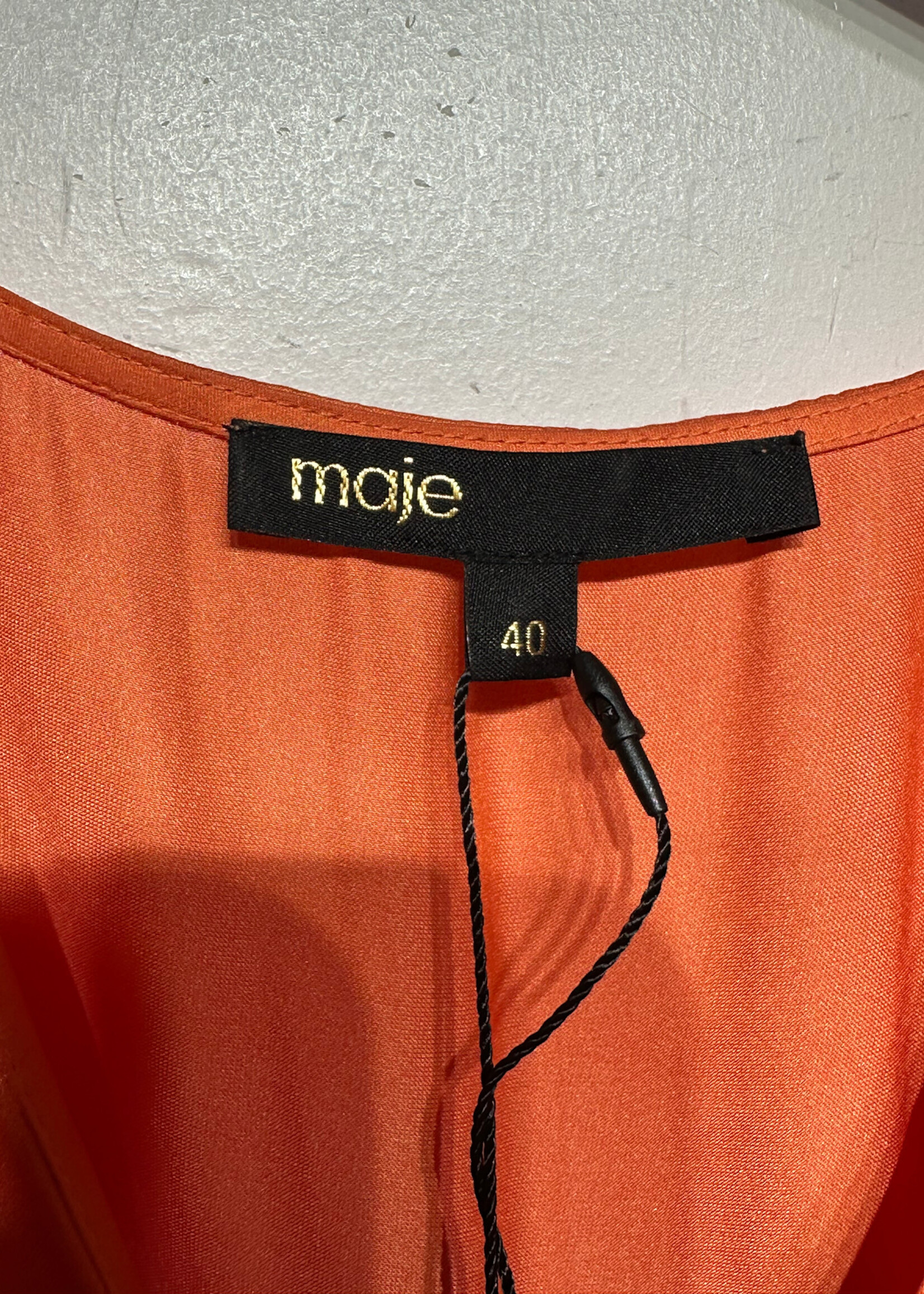 Maje Orange Pleated Ruffle Maxi Dress M