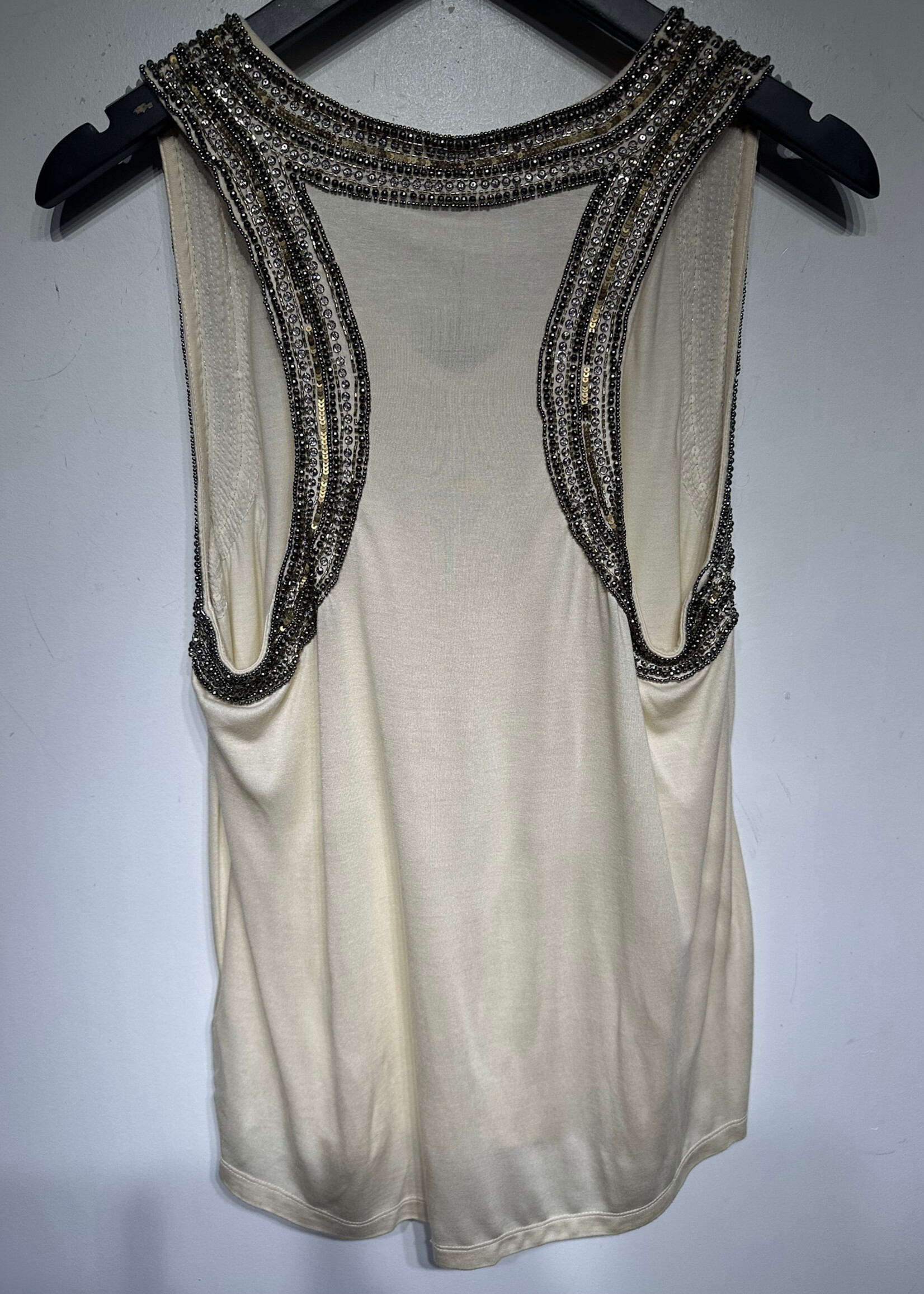 Haute Hippie NWT White Embellished Rhinestone Tank M