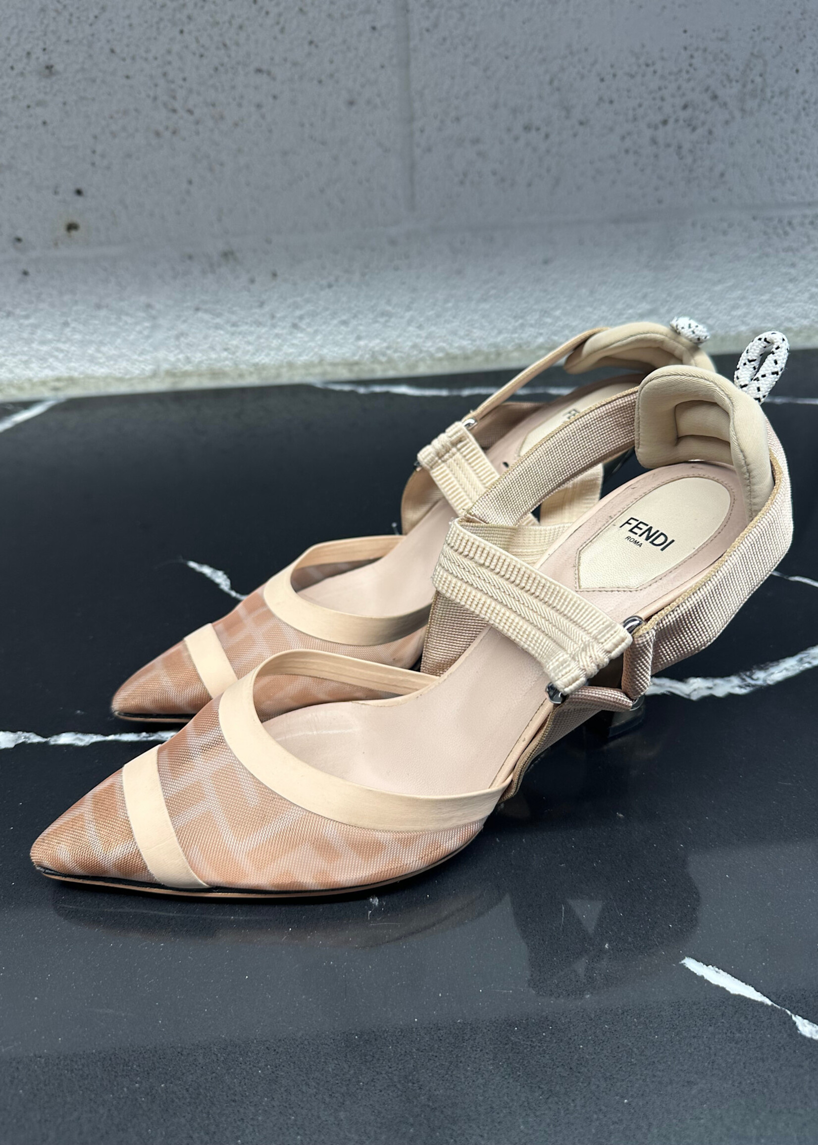 Fendi Colibri Mesh Slingback Heels 40.5/9.5