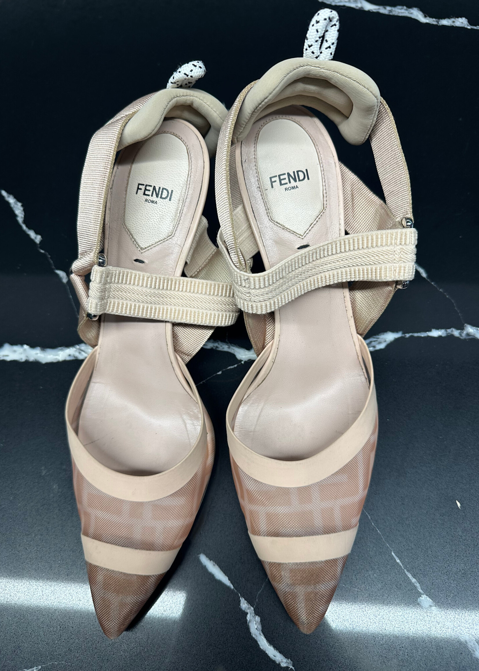 Fendi Colibri Mesh Slingback Heels 40.5/9.5