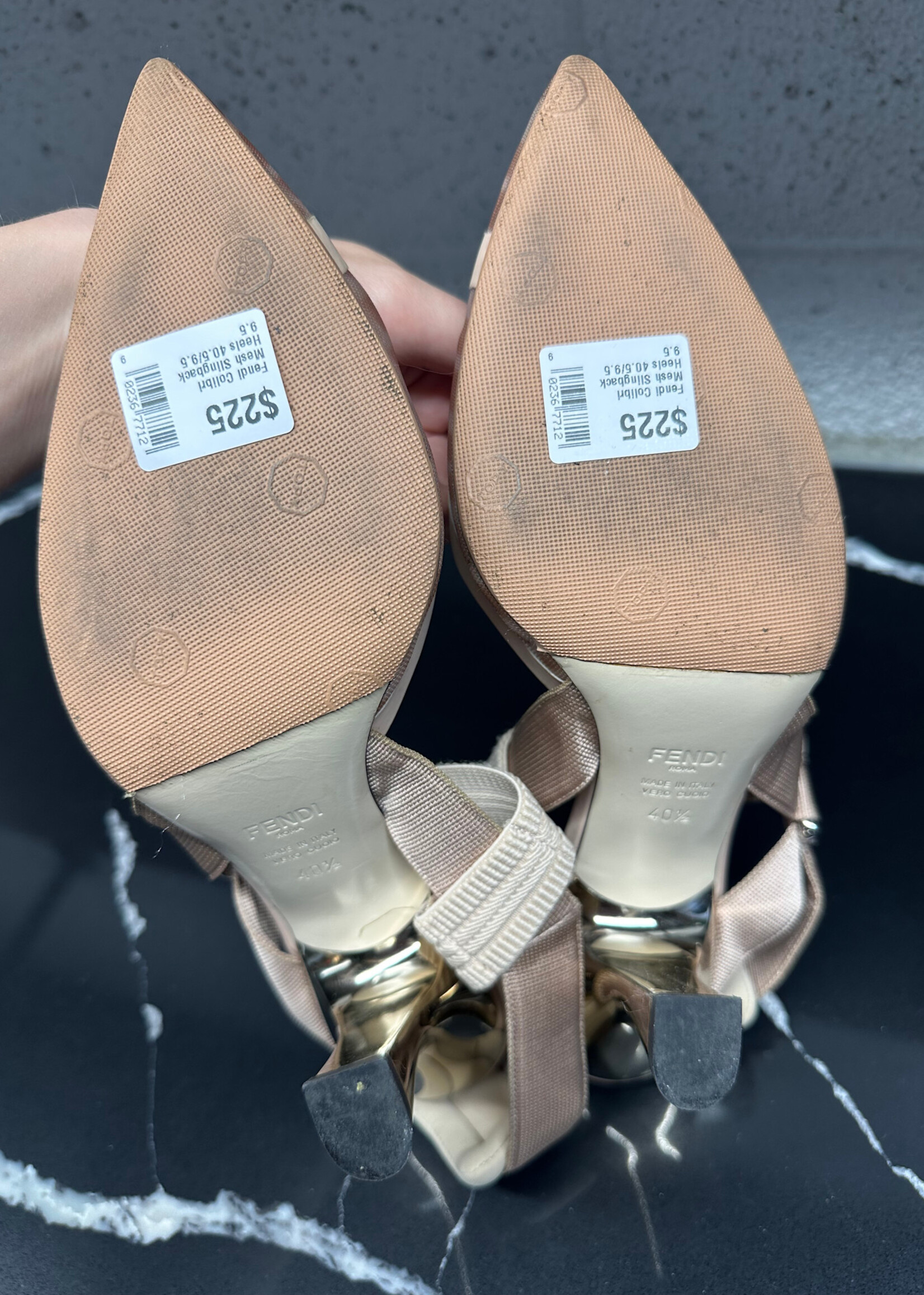 Fendi Colibri Mesh Slingback Heels 40.5/9.5