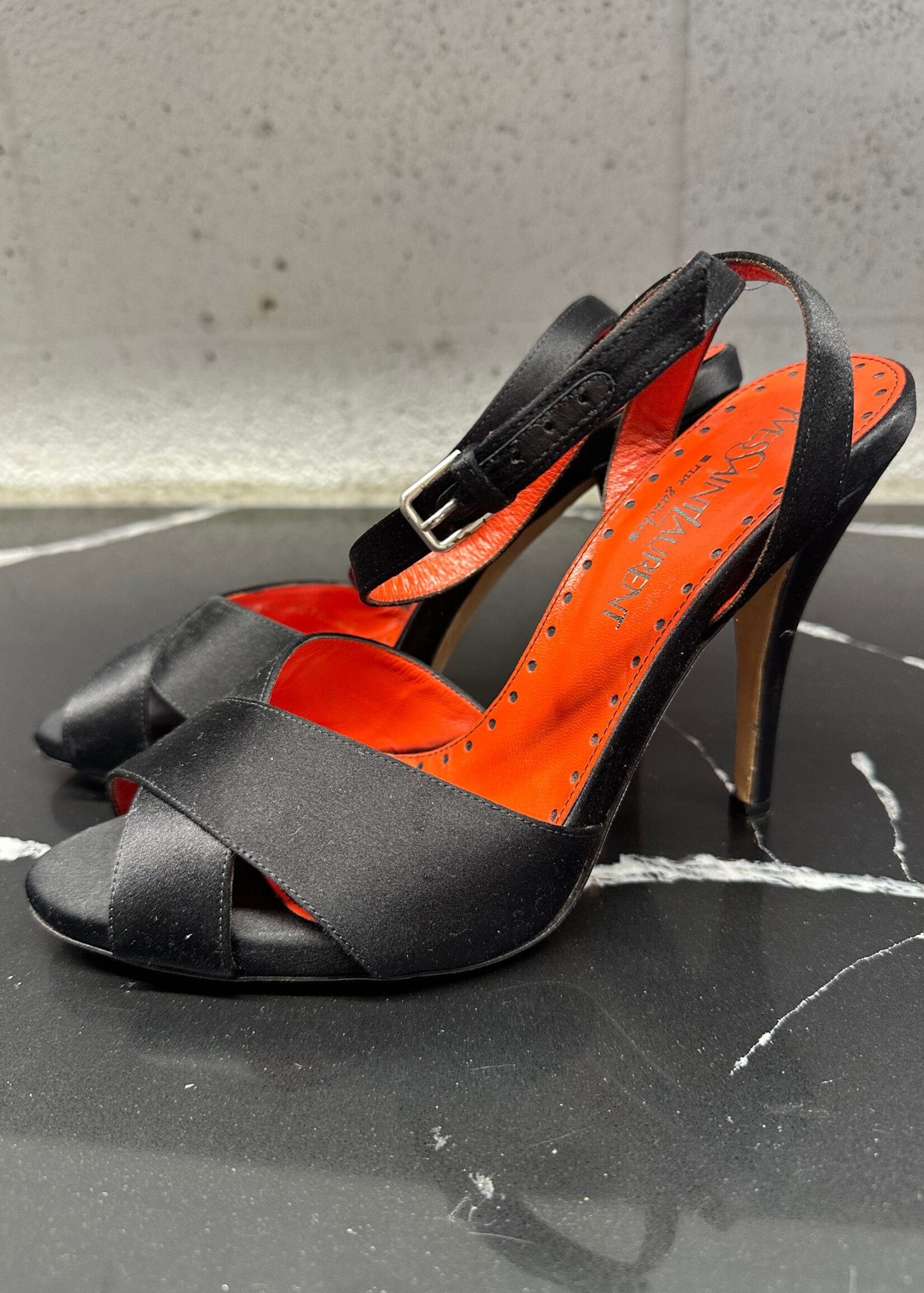 YSL Vintage Black Satin Heels 40/9