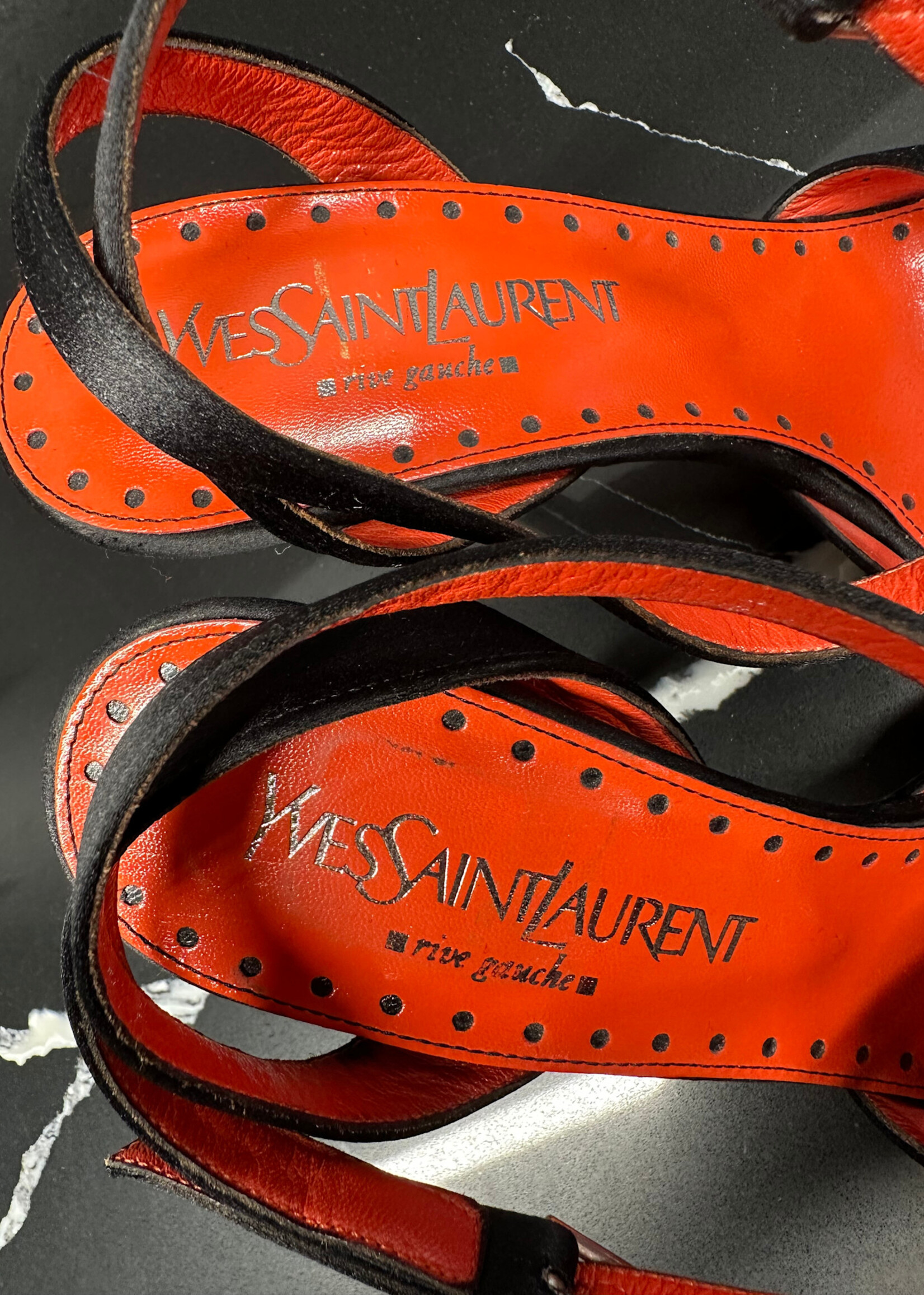 YSL Vintage Black Satin Heels 40/9
