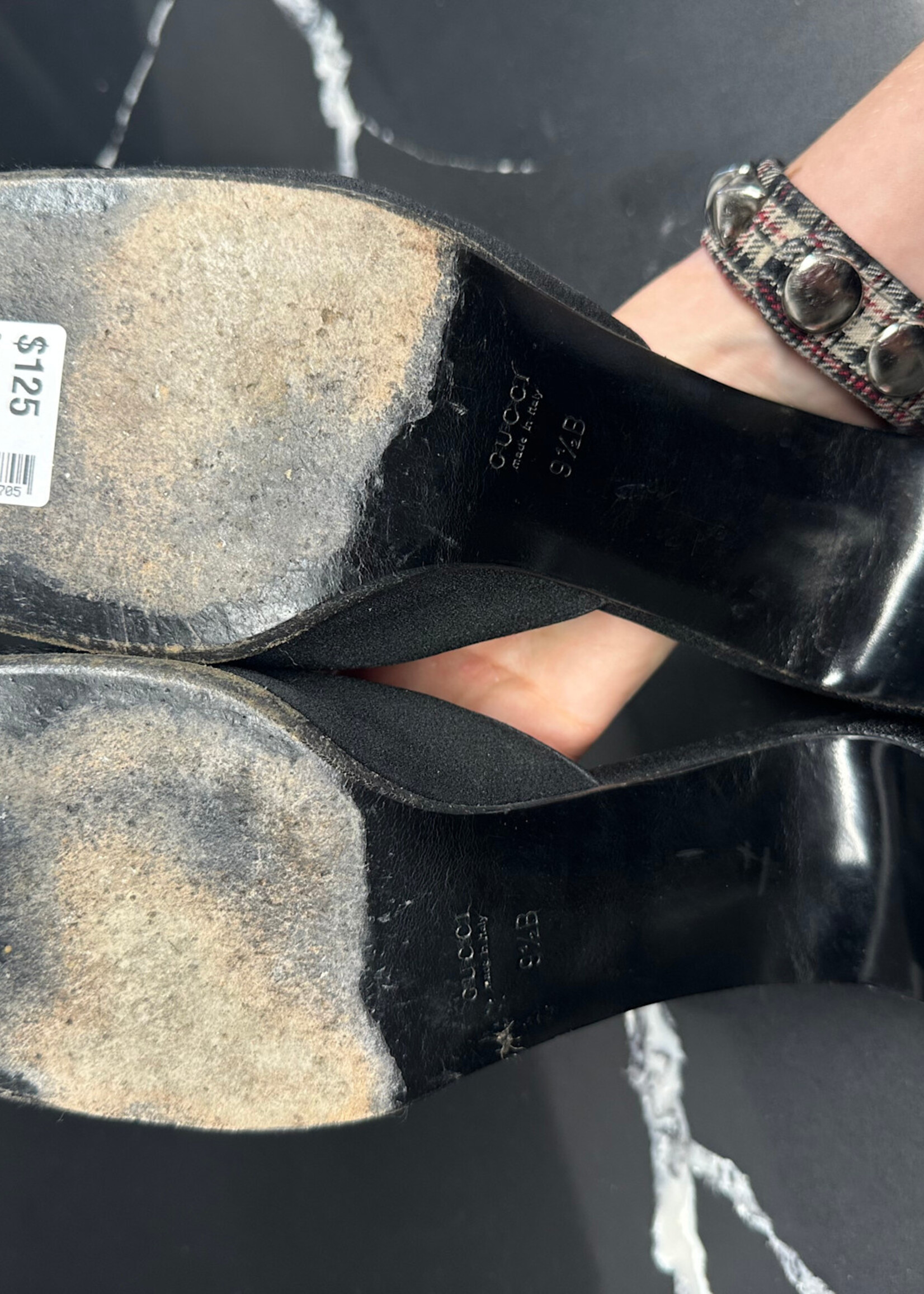 Gucci 2000s Black Pony Hair Mules 9.5