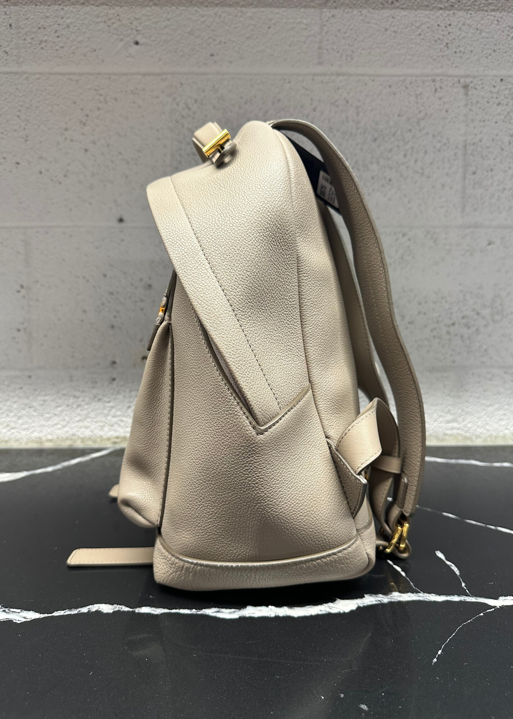 Tom Ford Taupe Leather Zipper Backpack