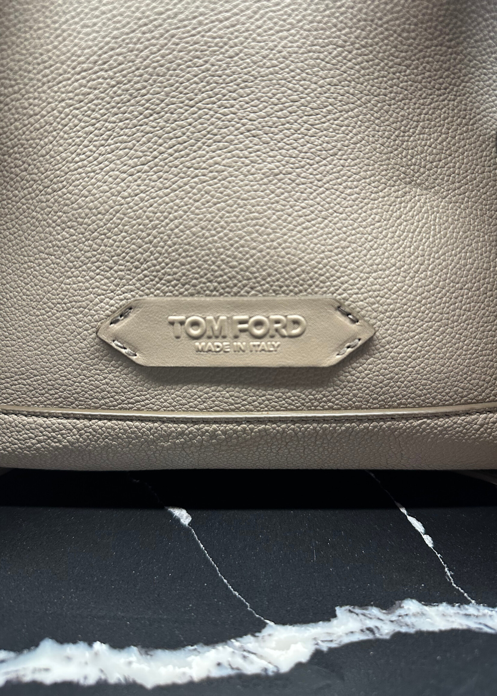 Tom Ford Taupe Leather Zipper Backpack