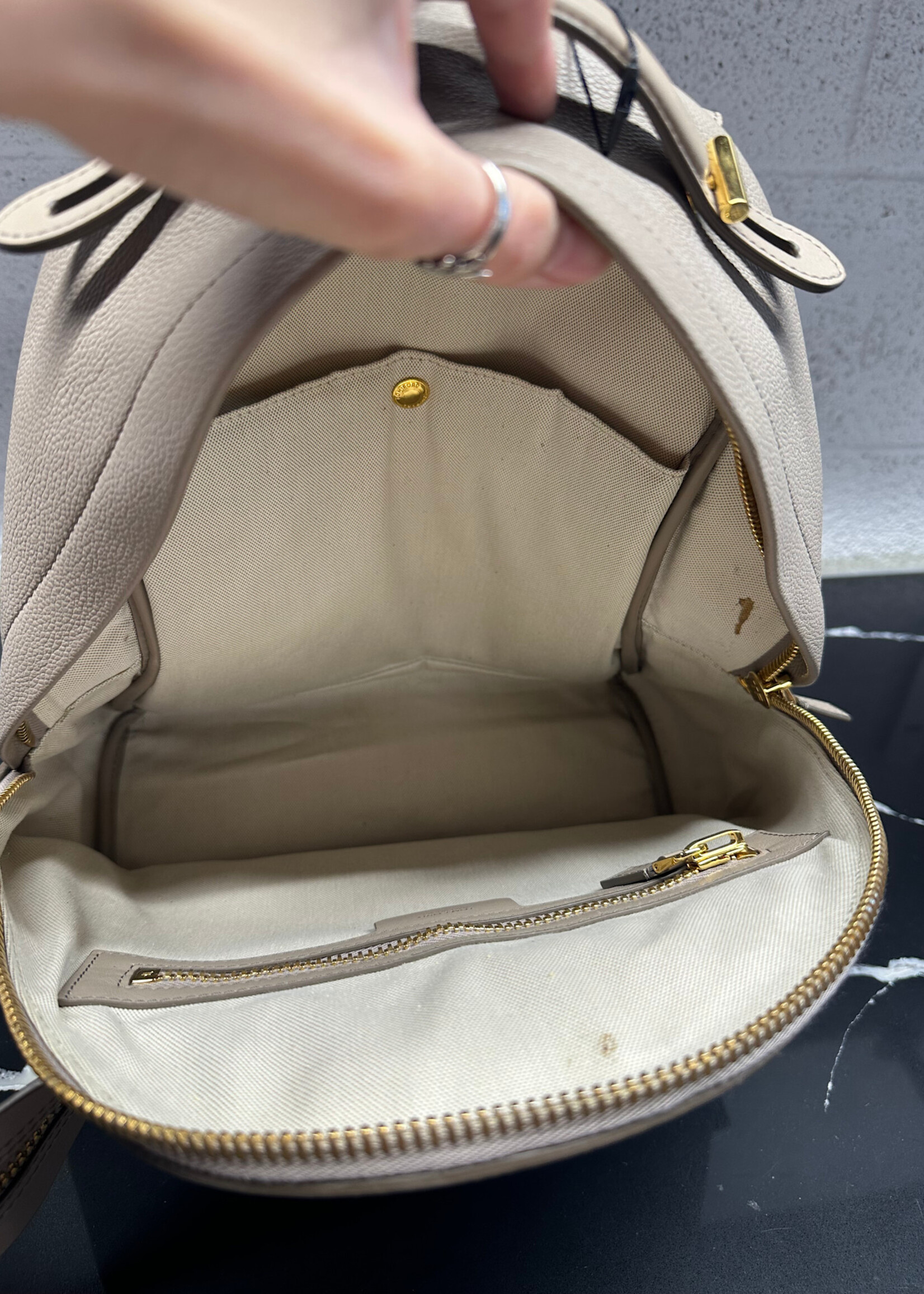 Tom Ford Taupe Leather Zipper Backpack