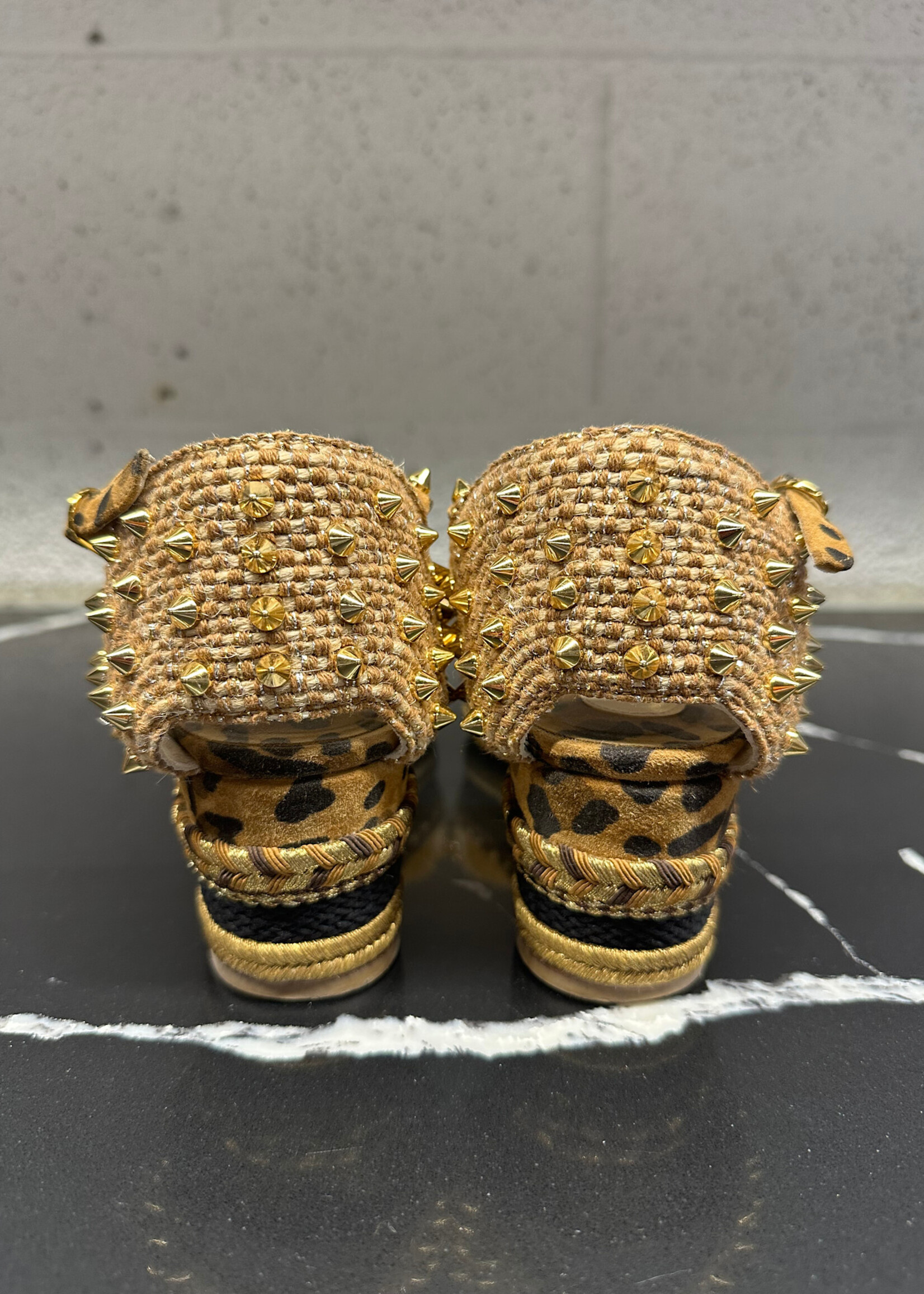 Louboutin Platform Leopard Spike Sandals 38/8