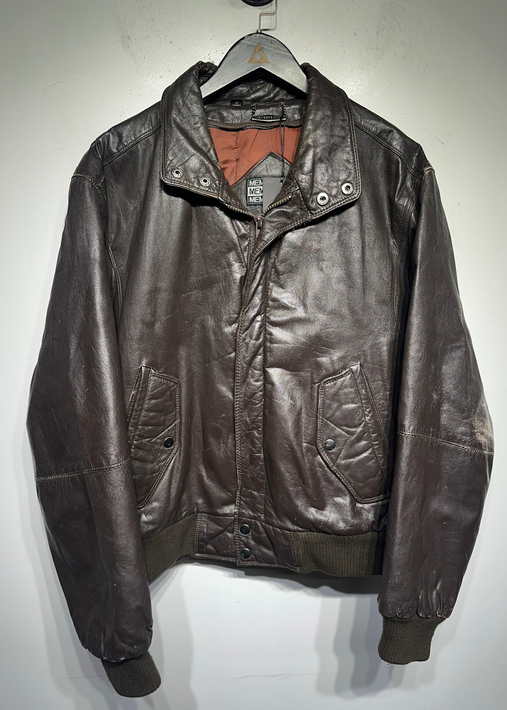 Members Only Brown Leather Jacket XL As Is