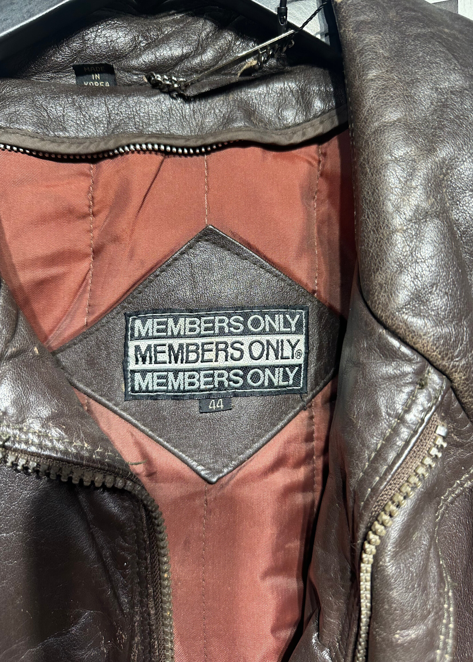 Members Only Brown Leather Jacket XL As Is