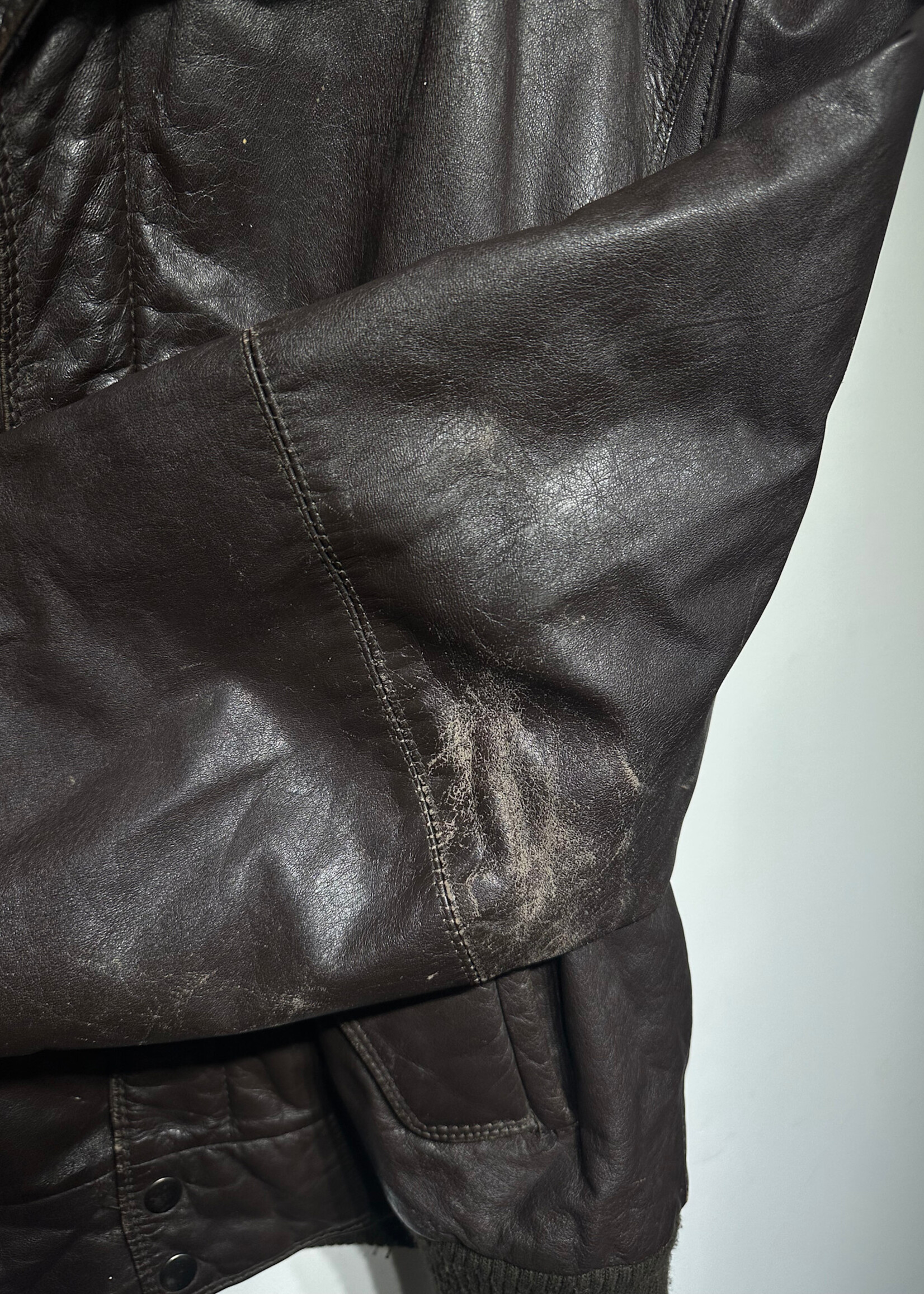 Members Only Brown Leather Jacket XL As Is