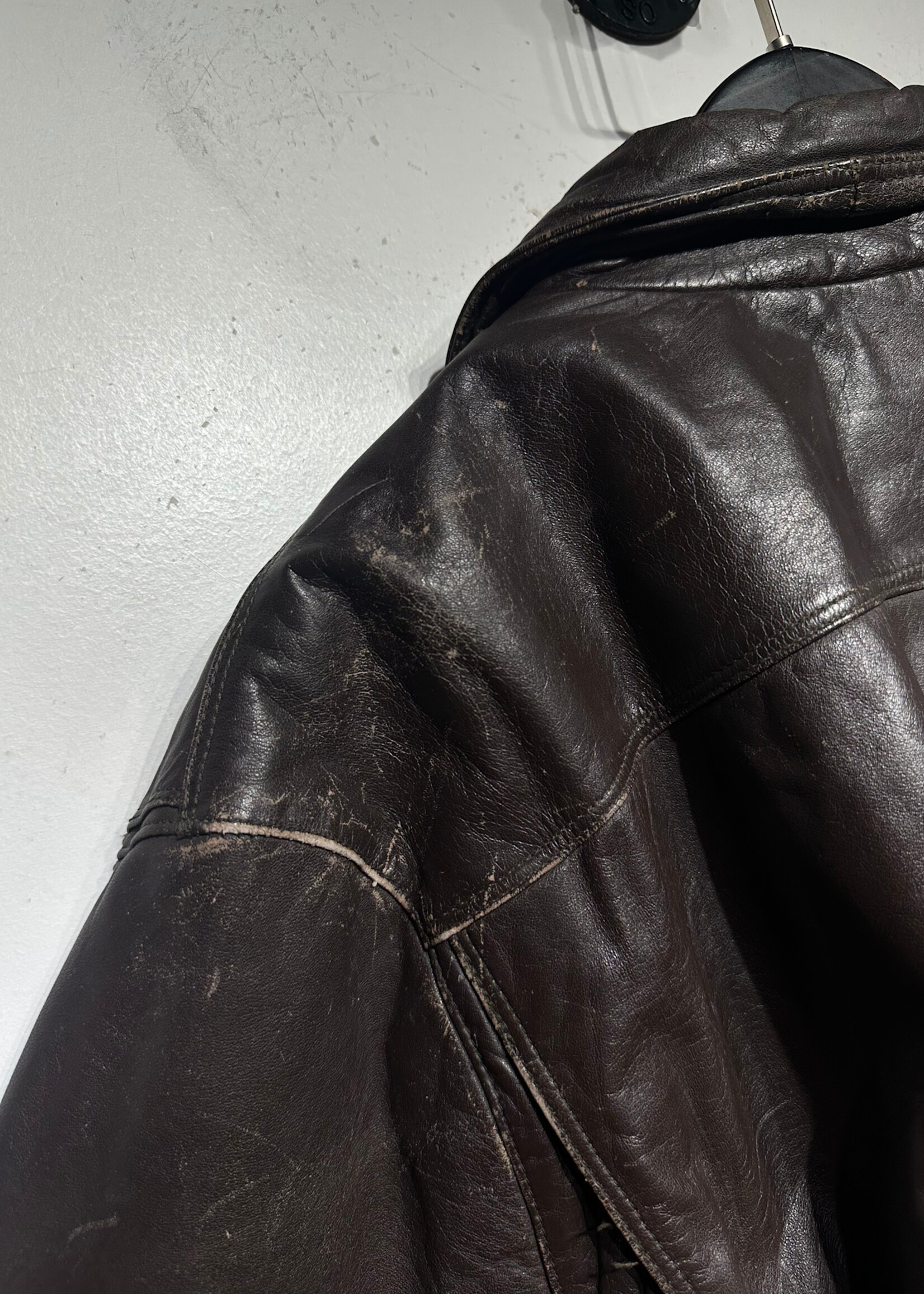 Members Only Brown Leather Jacket XL As Is