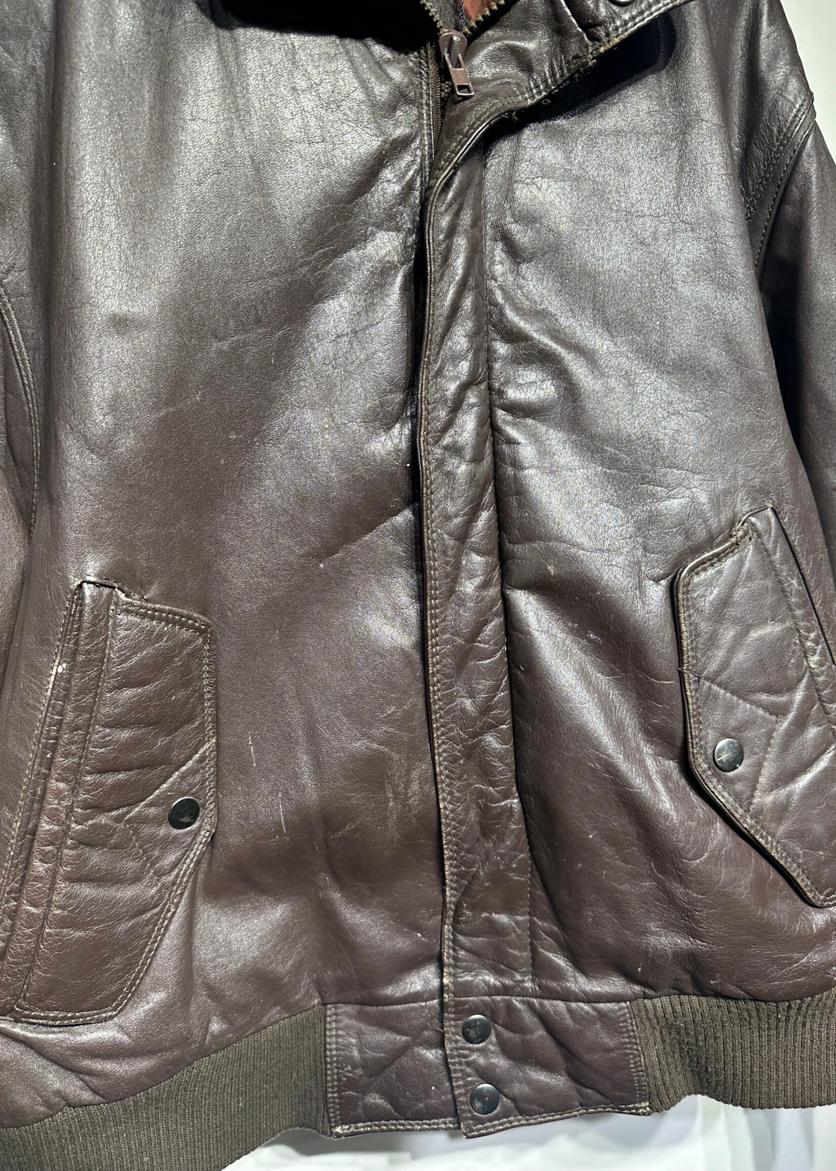 Members Only Brown Leather Jacket XL As Is