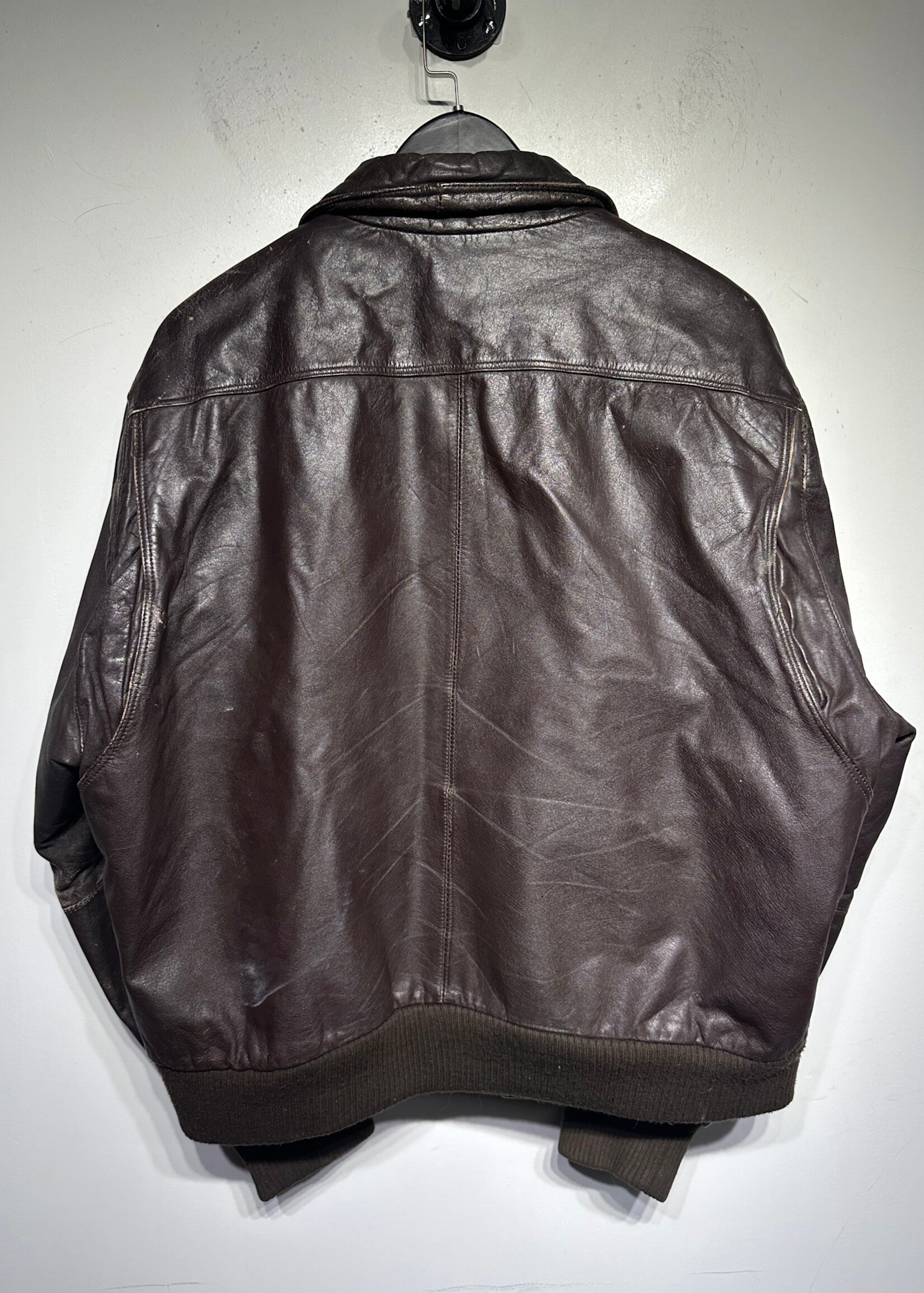 Members Only Brown Leather Jacket XL As Is